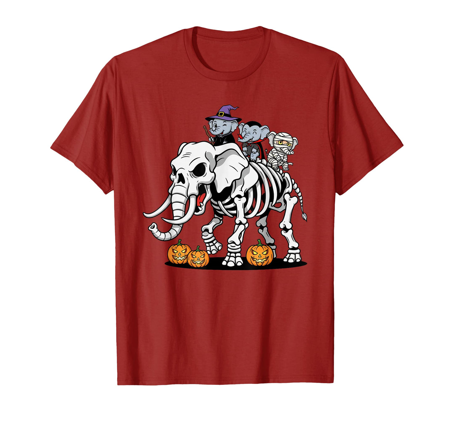 Elephant Skeleton Mummy Witch Halloween Kids Mens Womens T-Shirt