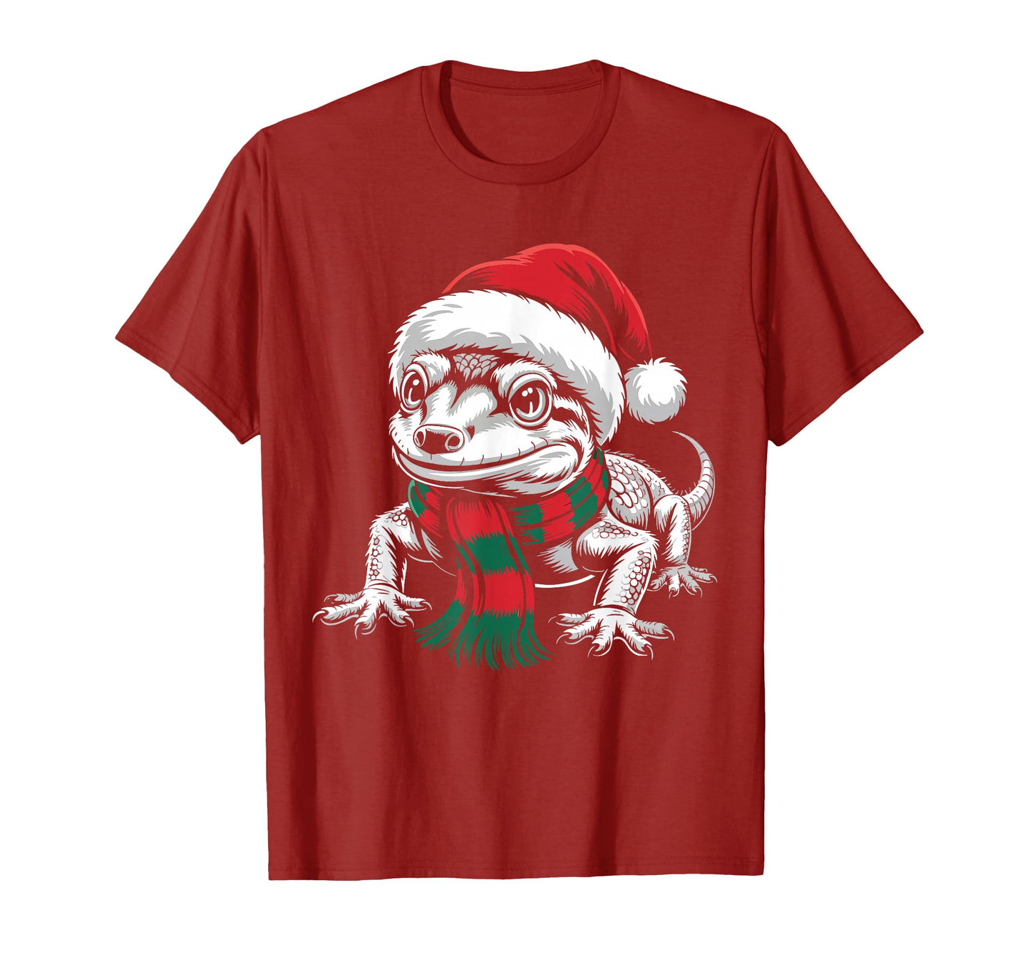 Gecko Xmas Santa Hat Scarf Christmas Costume T-Shirt