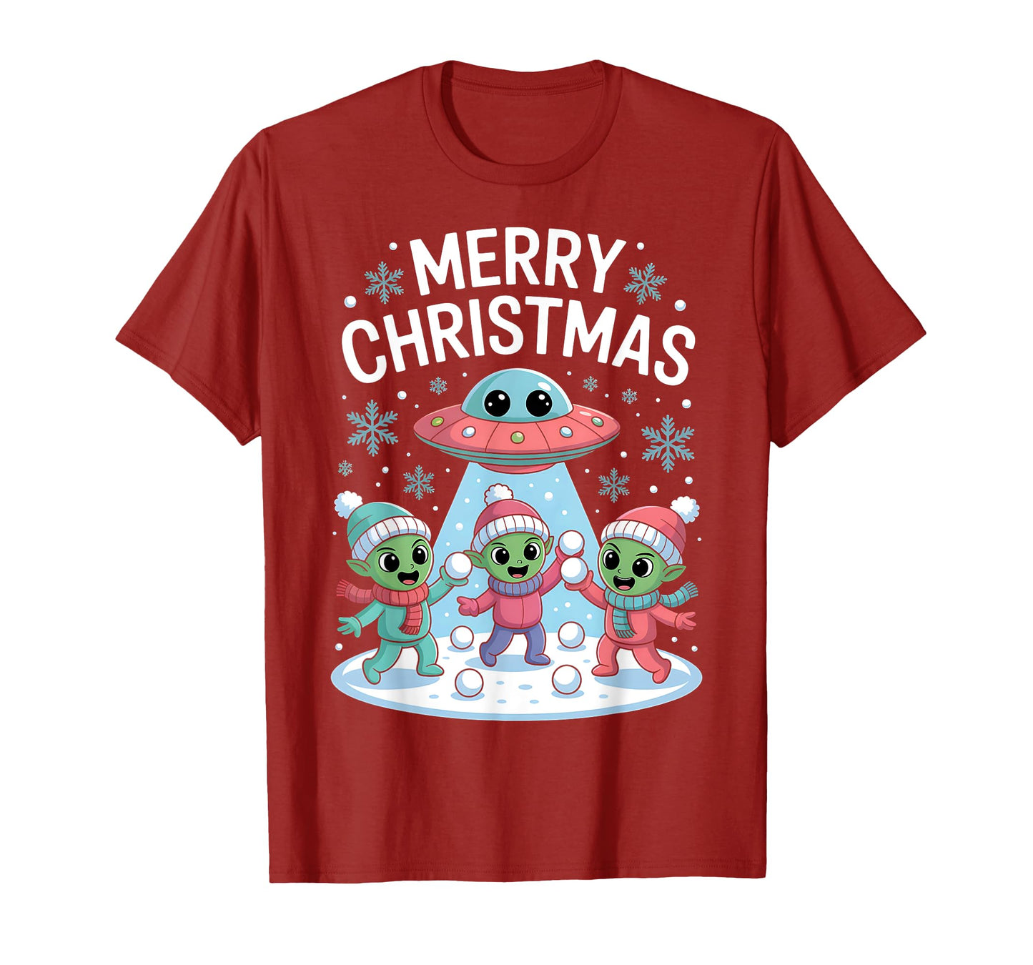 Funny Alien Trio Merry Ugly Christmas Santa Hat Gifts Xmas T-Shirt