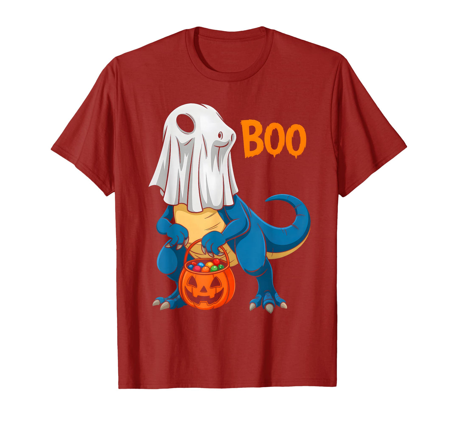 Dinosaur T Rex Boo Ghost Pumpkin Halloween Costume Boys Kids T-Shirt