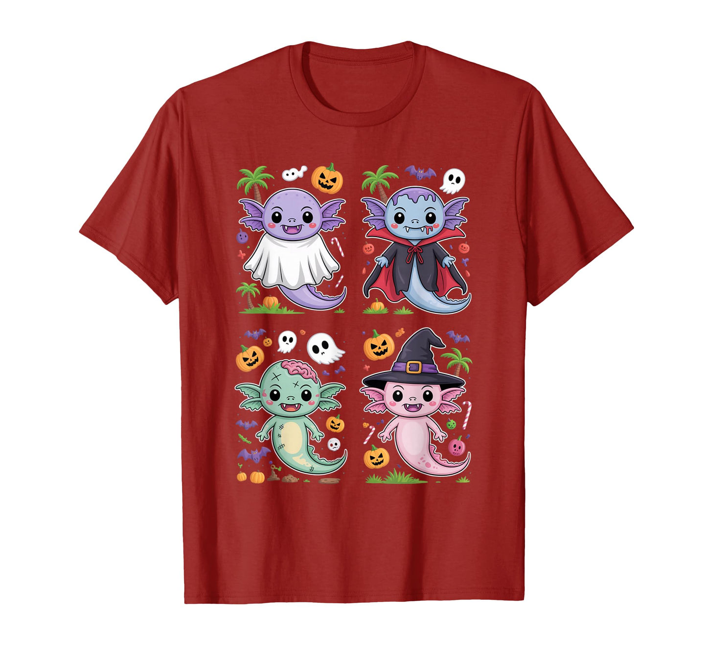 Spooky Axolotl Squad Cute Halloween Costume Party tee T-Shirt