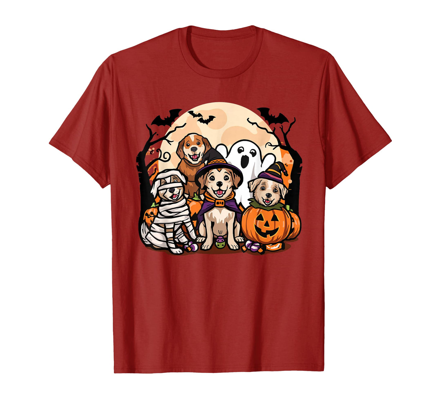 Cute Mummy Witch Ghost Halloween Dog Costume Men Women Kids T-Shirt