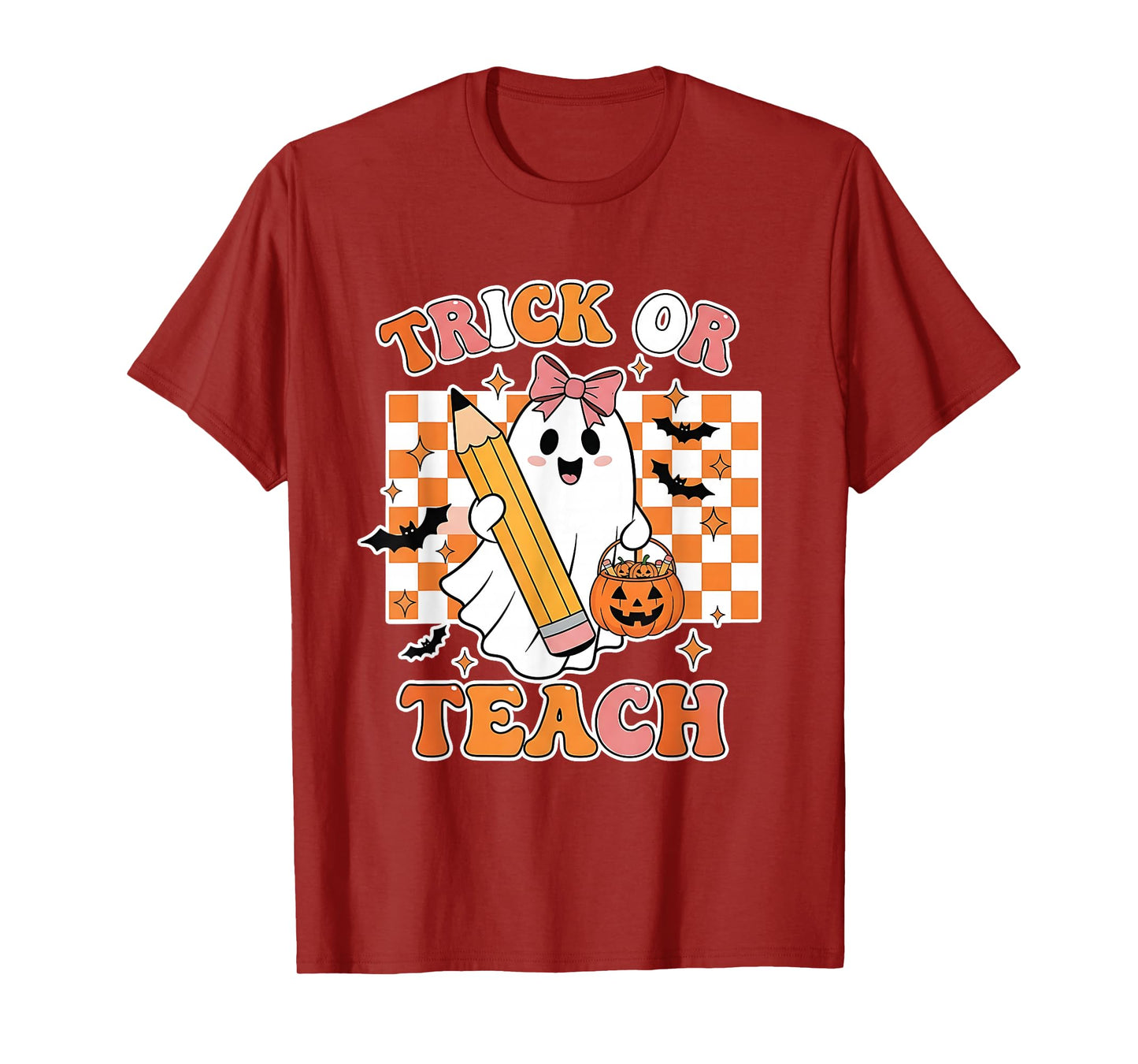Vintage Teacher Shirt Women Funny Trick Or Teach Halloween T-Shirt