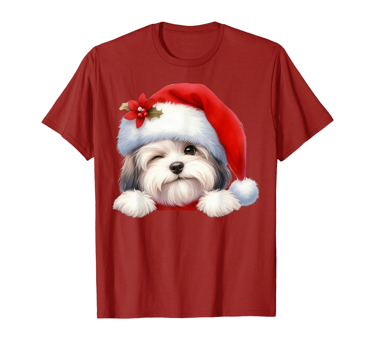 Havanese Dog Christmas Santa Hat Dog Mom Dad T-Shirt