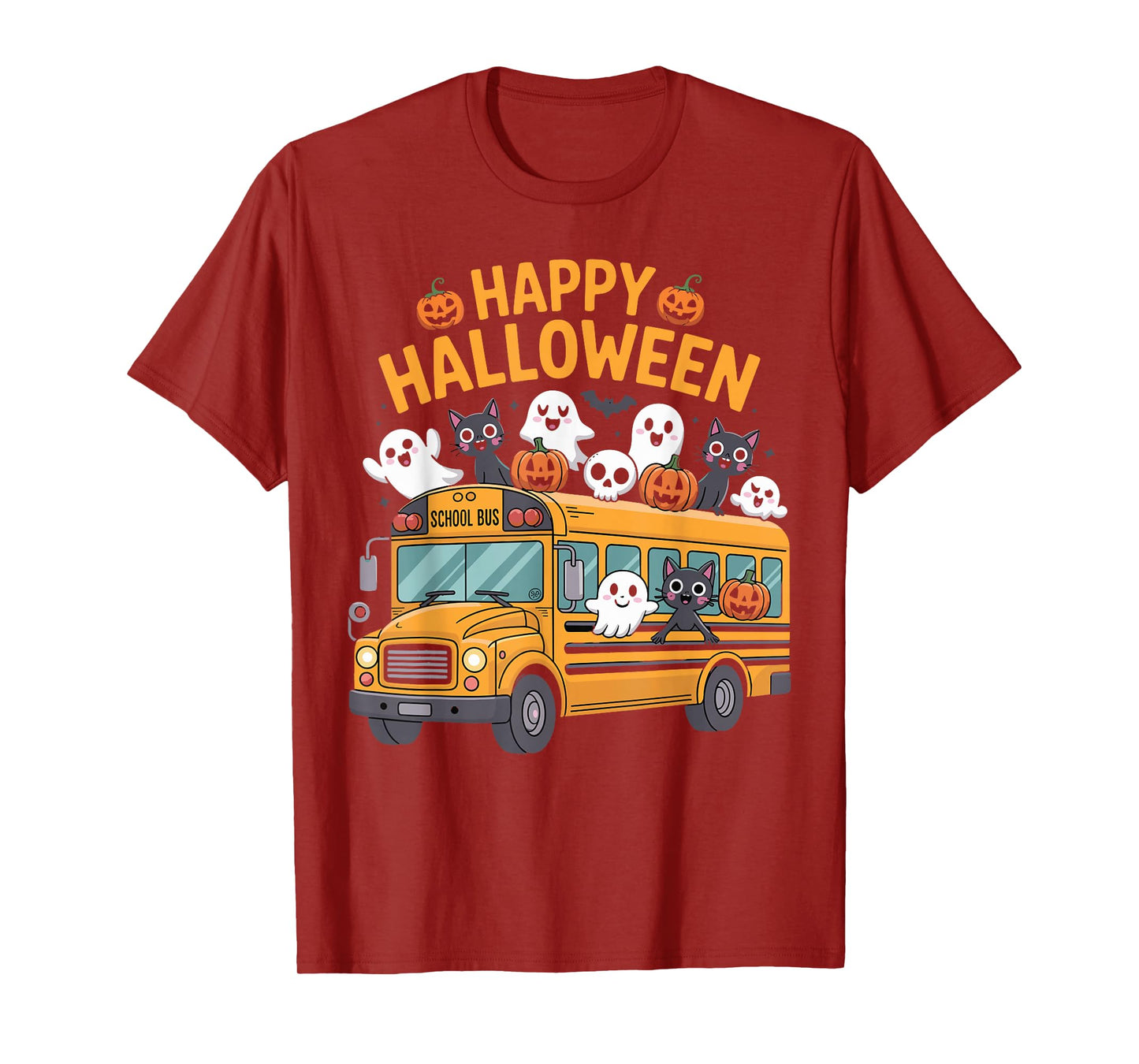 Teacher Halloween School Bus Driver Cute Ghost Witch Party T-Shirt