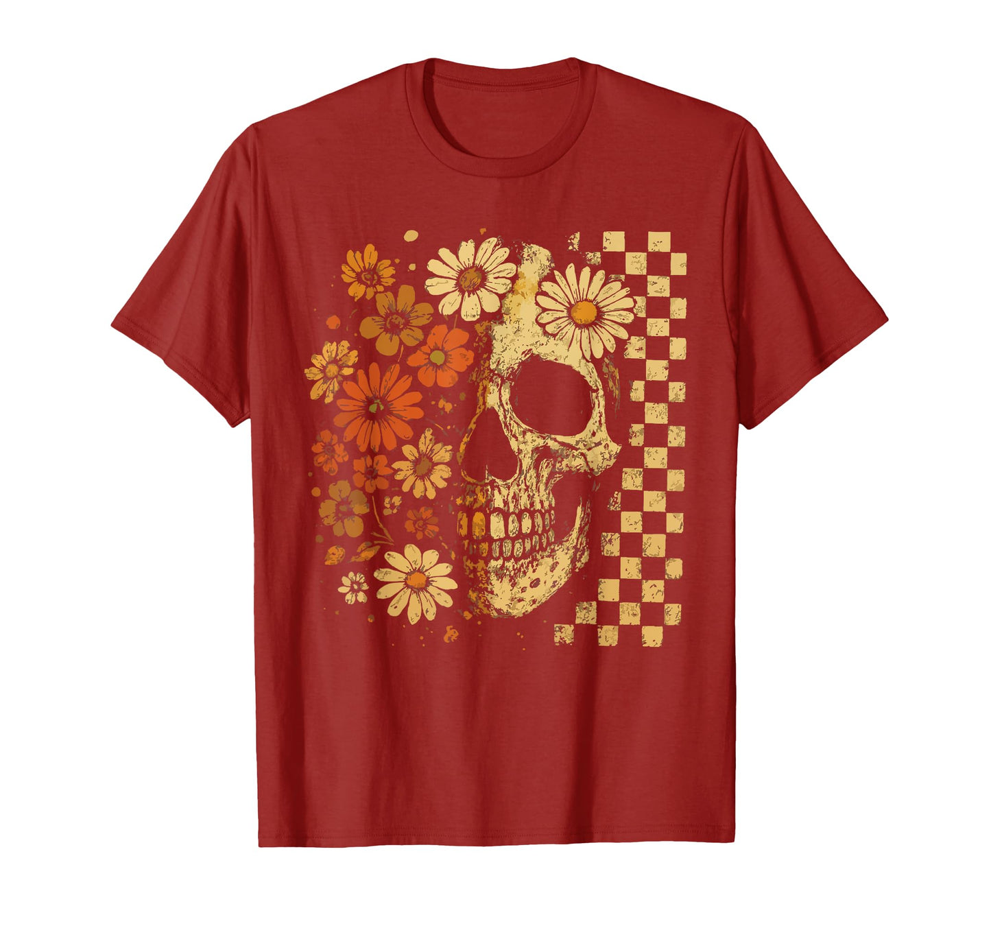 Floral Skull Grunge Retro Aesthetic Design T-Shirt