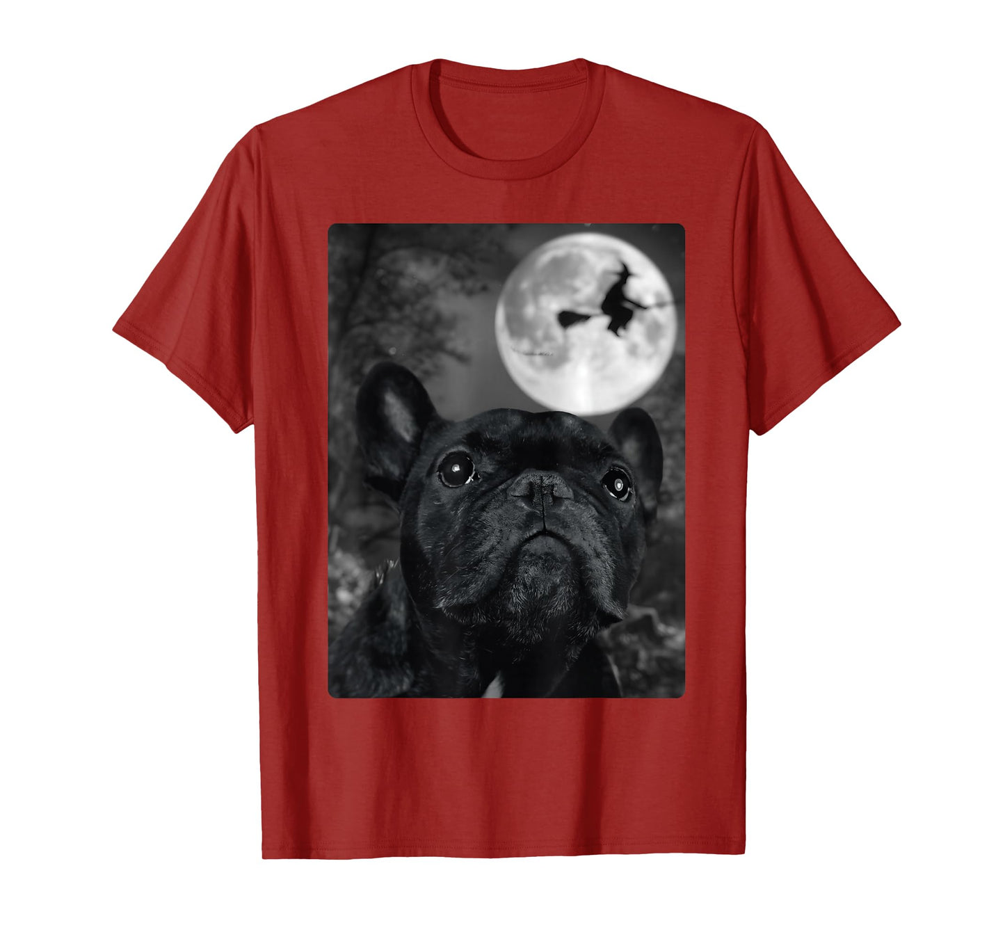 Funny Dog Selfie Full Moon Flying Witch Halloween Dog T-Shirt