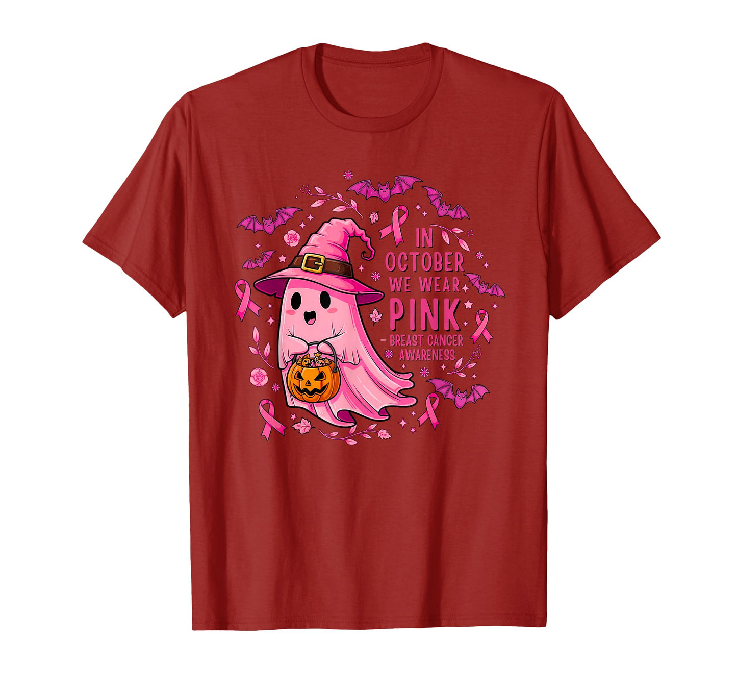Breast Cancer Women Halloween in October We Wear Pink T-Shirt
