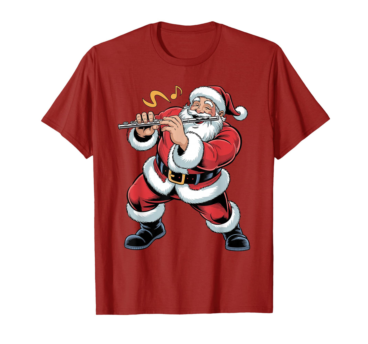 Santa Playing Flute Funny Holiday Christmas Xmas Pajama T-Shirt