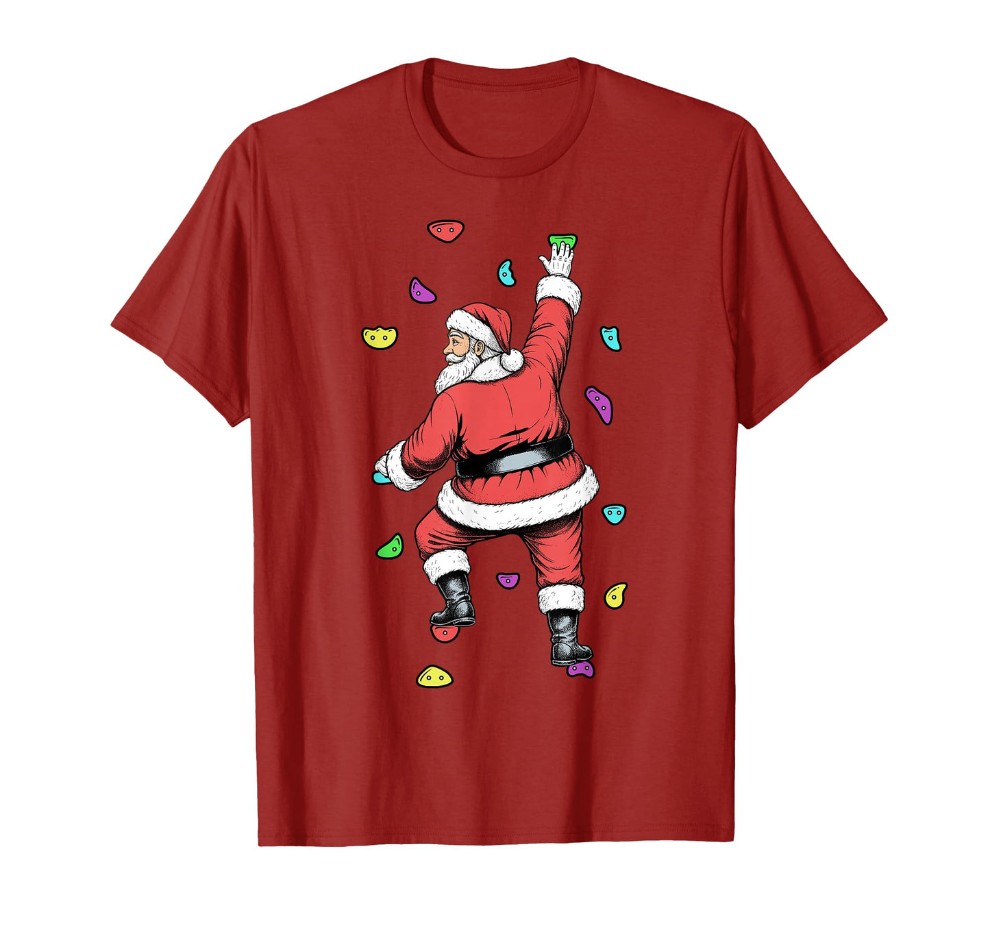 Rock Climber Indoor Wall Climbing Santa Claus Funny Climbers T-Shirt