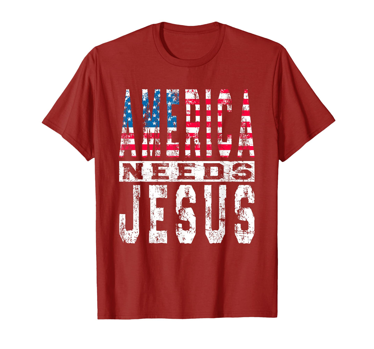 America Needs Jesus Vintage Patriotic American Flag USA T-Shirt for Women Kids Men