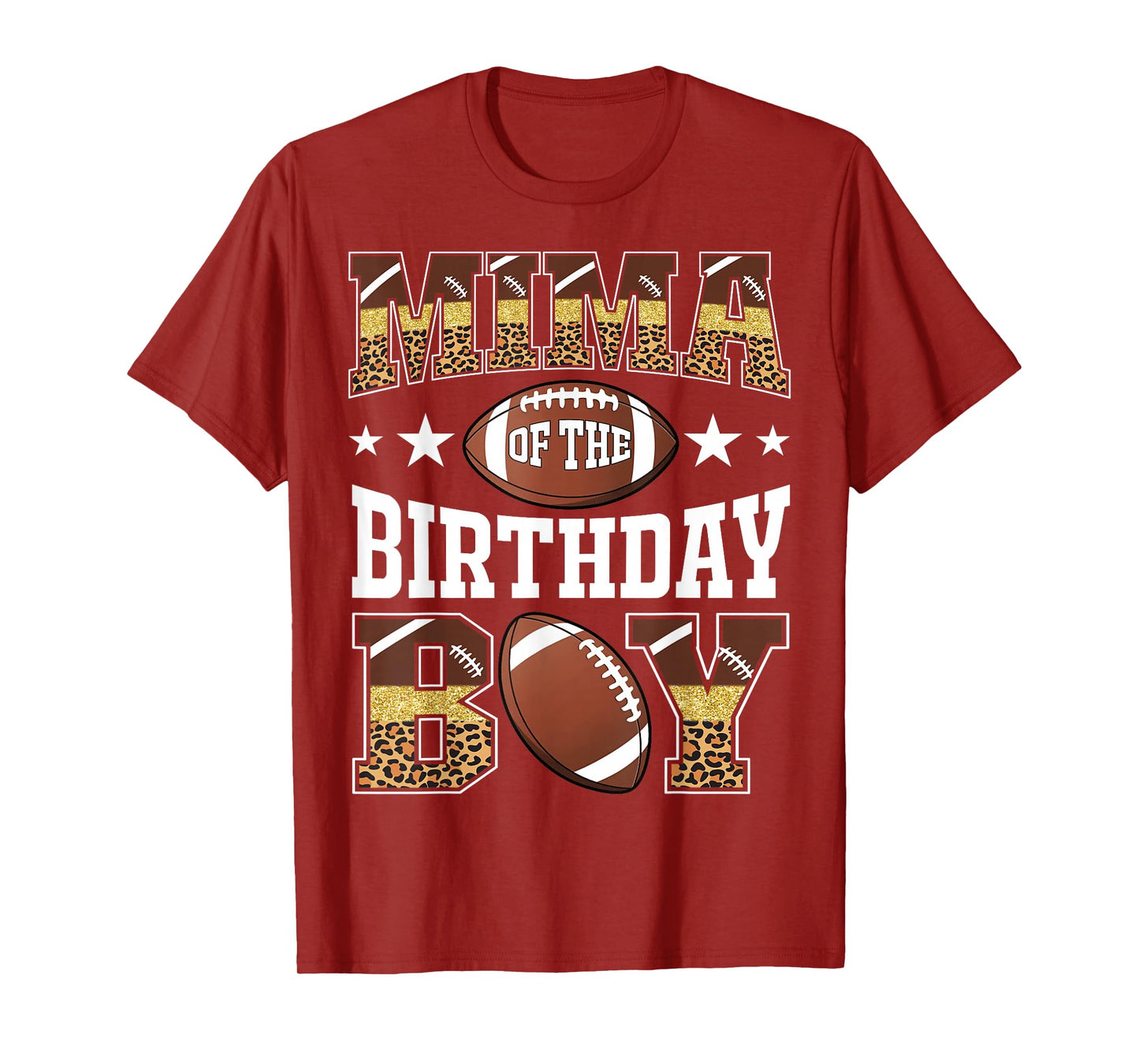 Mima Of The Birthday Boy Game Day Leopard Football T-Shirt
