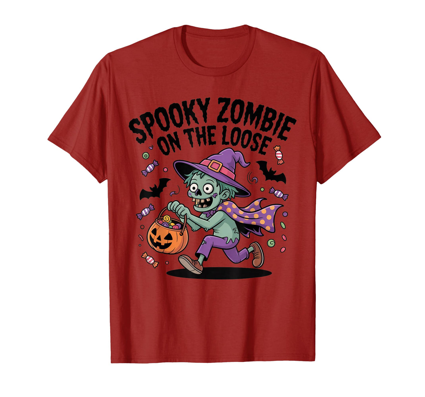 Spooky Zombie On The Loose Funny Halloween Costume T-Shirt