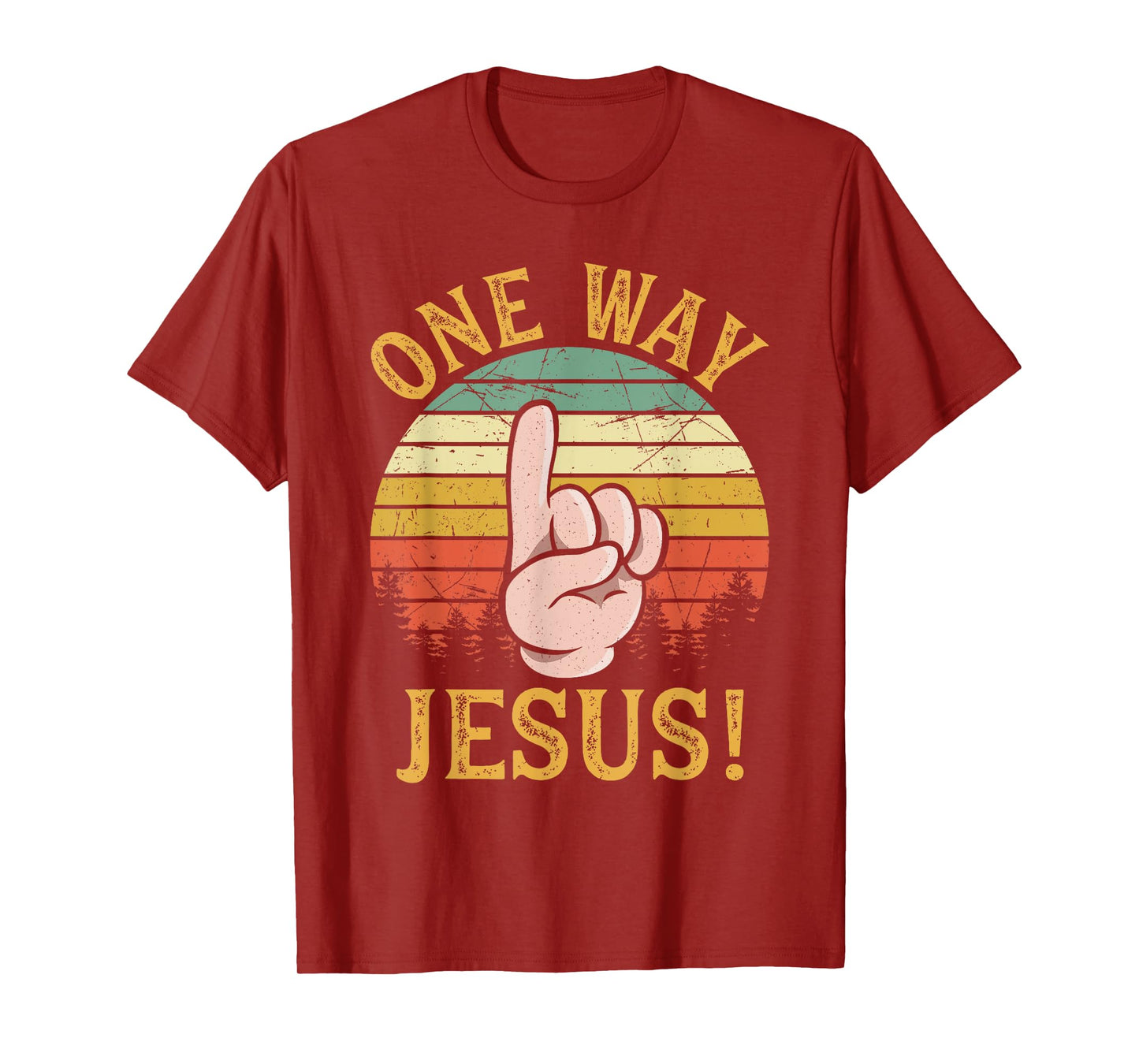 One Way Jesus People Finger Up Christian Revolution T-Shirt