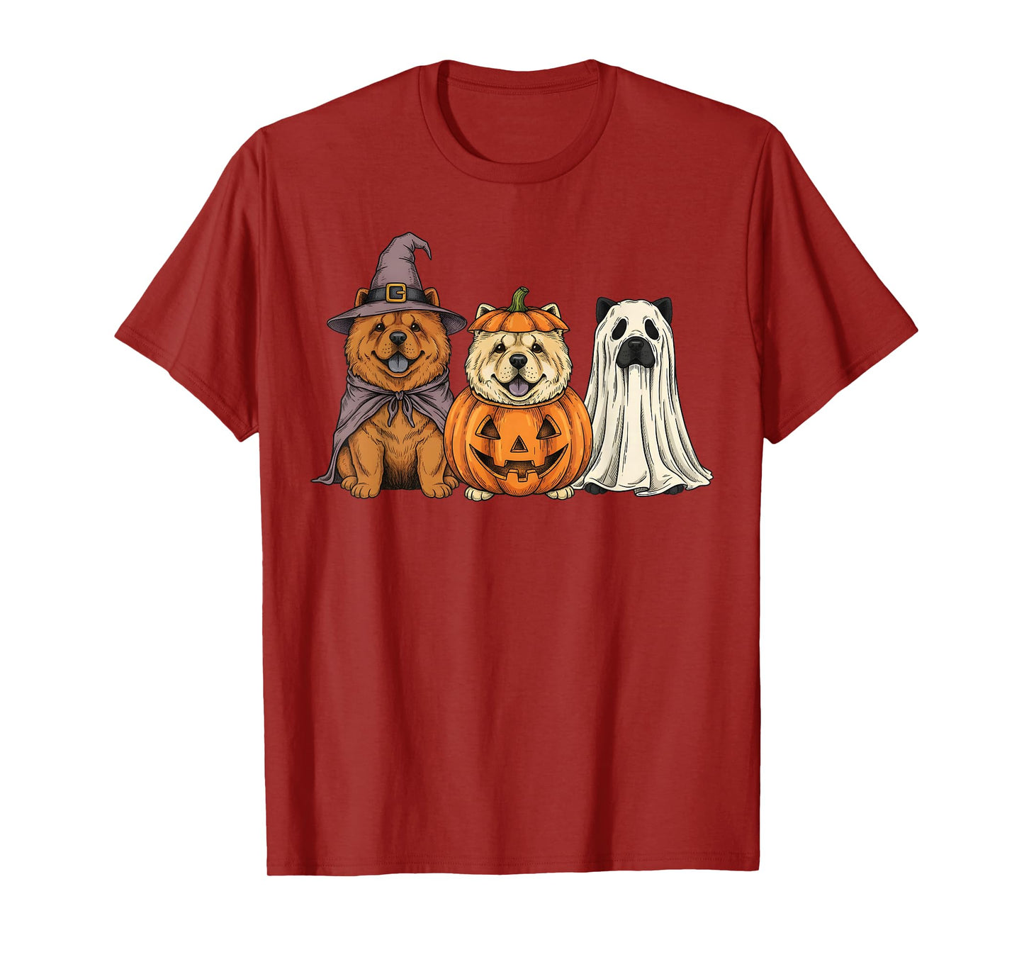 Spooky Ghost Chow Chow Pumpkin Halloween Dog Lover T-Shirt