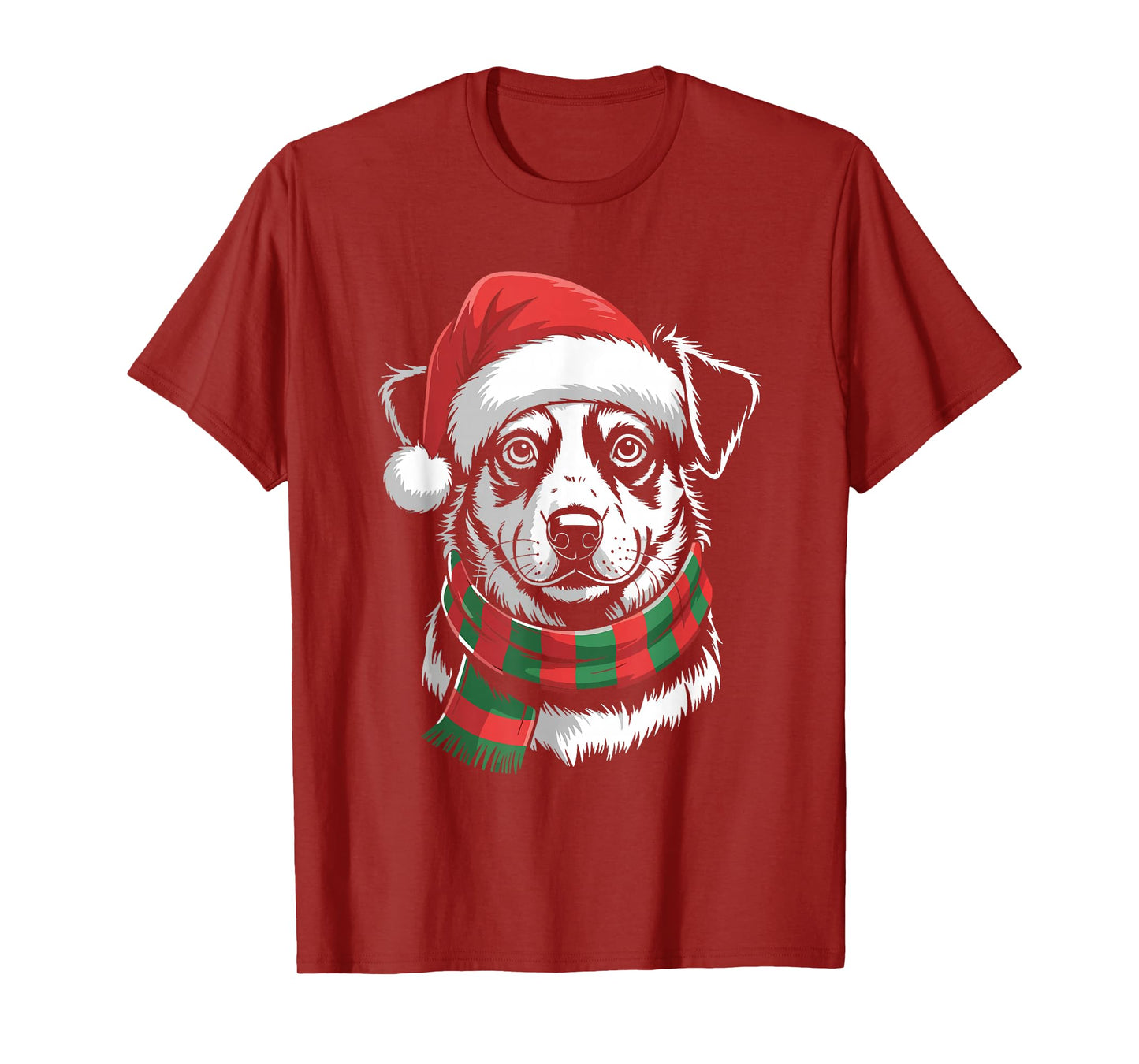 Heeler Dog Xmas Santa Hat Scarf Christmas Costume T-Shirt