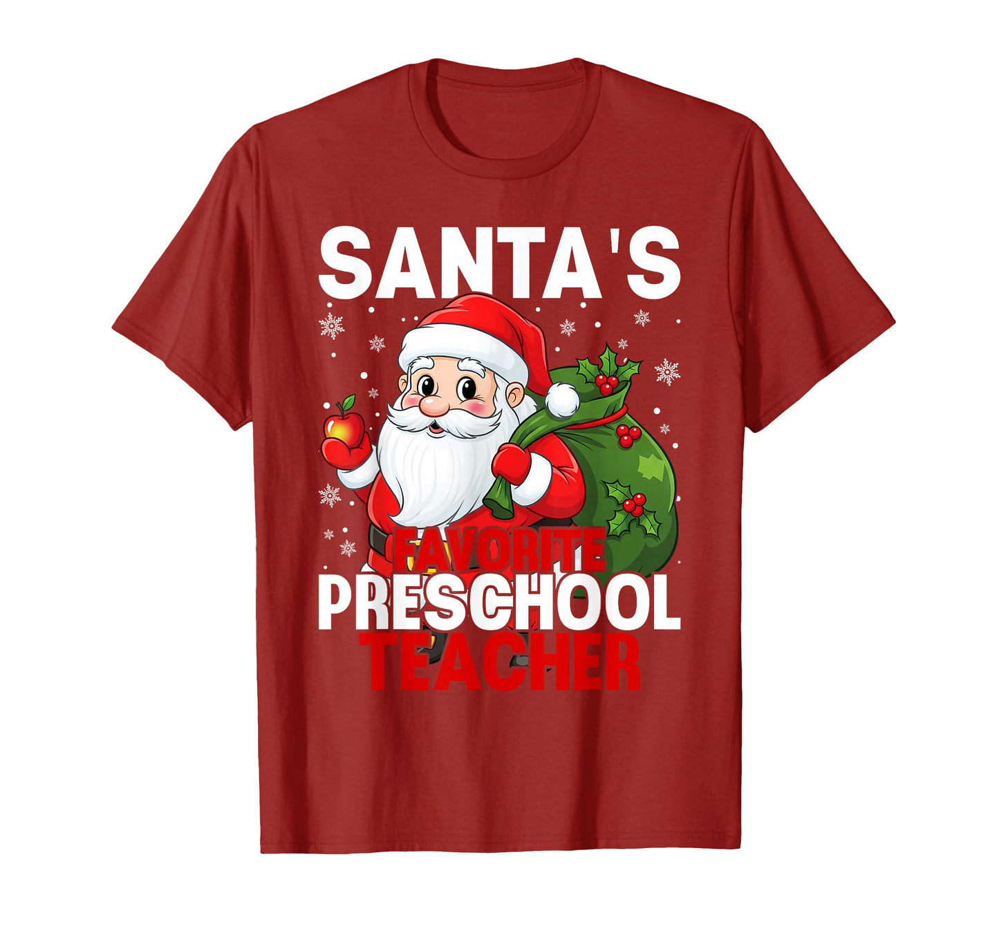 Santa's Favorite Preschool Teacher PreK Matching Christmas T-Shirt