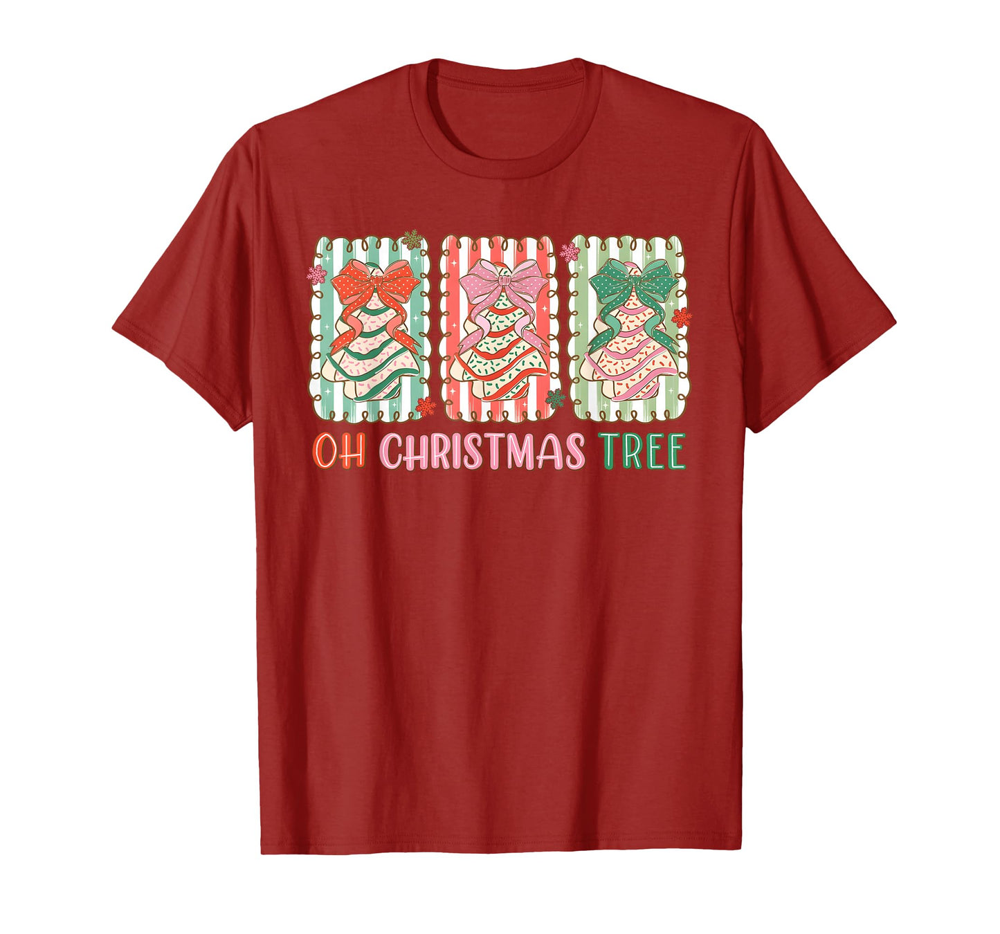 Groovy Oh Christmas Tree Cakes Debbie Becky Jen Cake Lovers T-Shirt