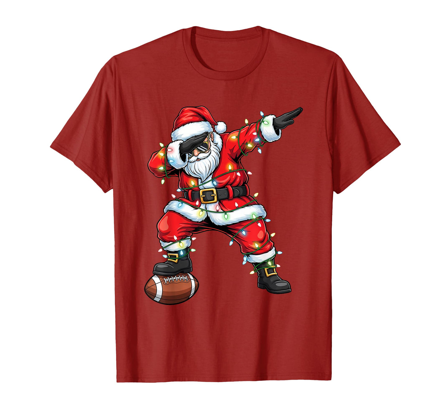 Dabbing Santa Funny Christmas Football Men Women Boys Girls T-Shirt