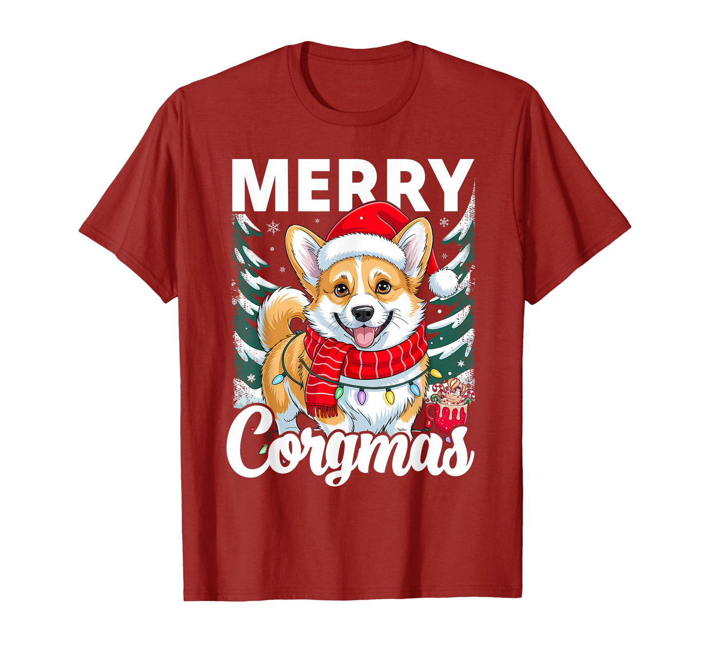 Merry Corgmas Christmas Lights Santa Corgi Dog Lover T-Shirt