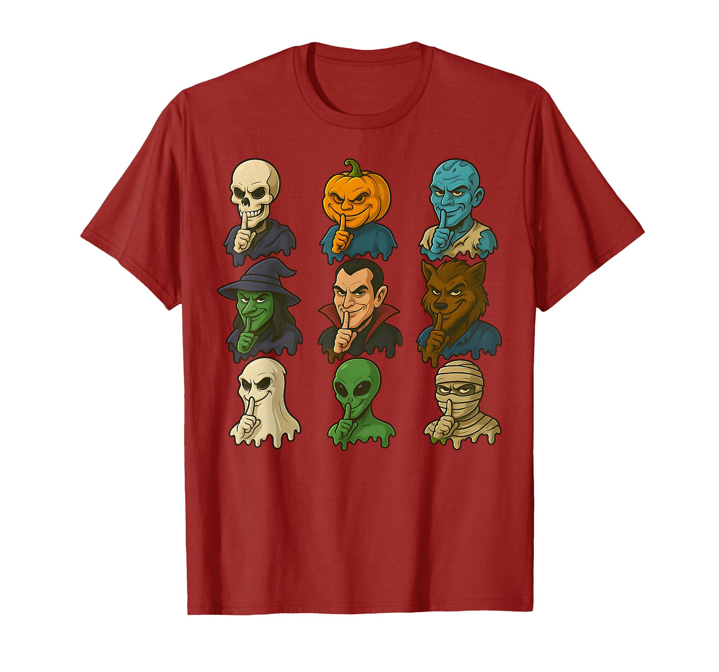 Funny Halloween Monsters Sigma Face Meme Shhh T-Shirt