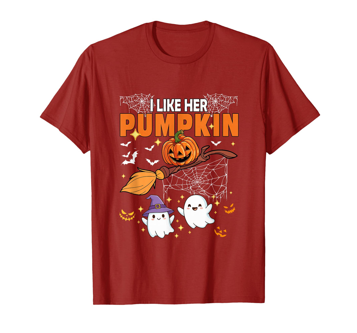 I Like Her Pumpkin Halloween Couple Boos Witch's Broomstick T-Shirt