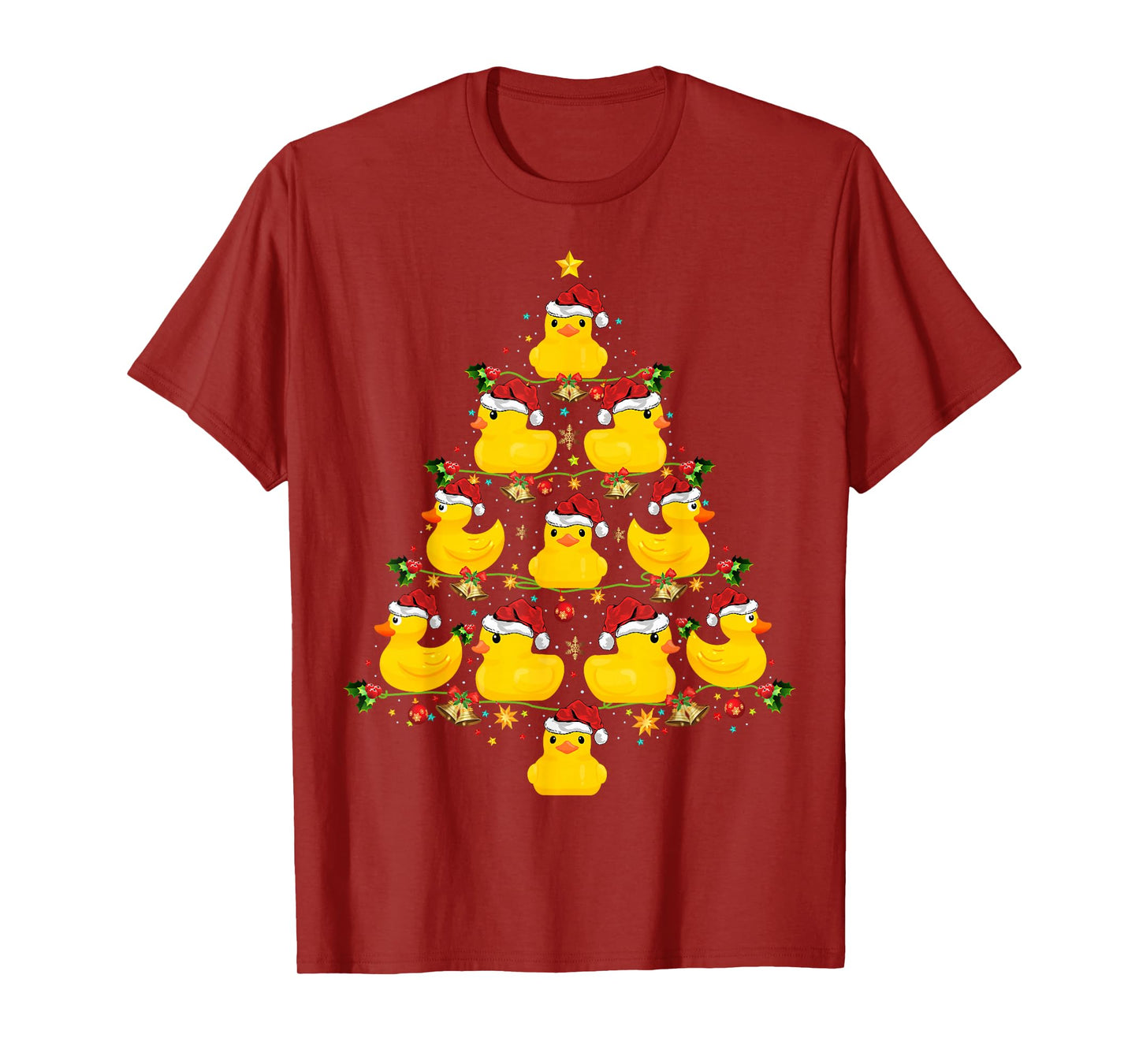 Rubber Duck Christmas Tree Pajamas Lights Xmas T-Shirt