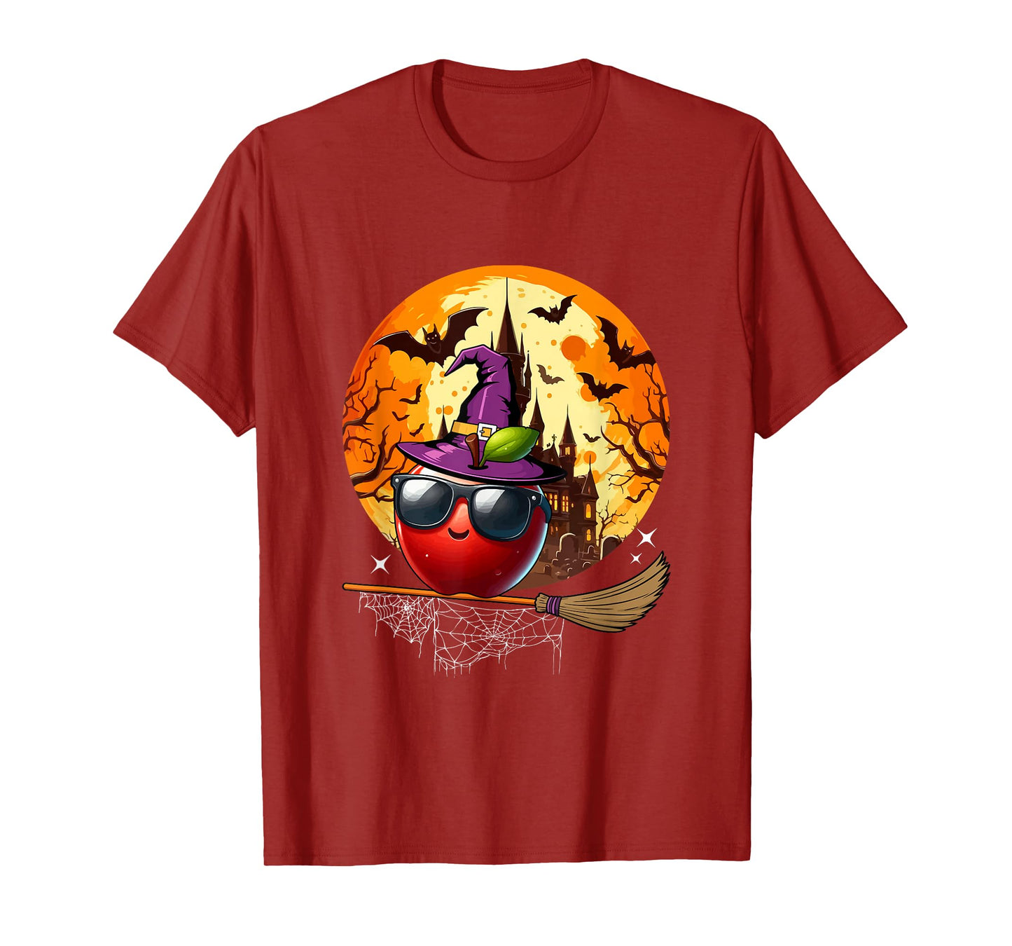 Apple Sunglasses Cosplay Witch Halloween Moon Matching Vegan T-Shirt