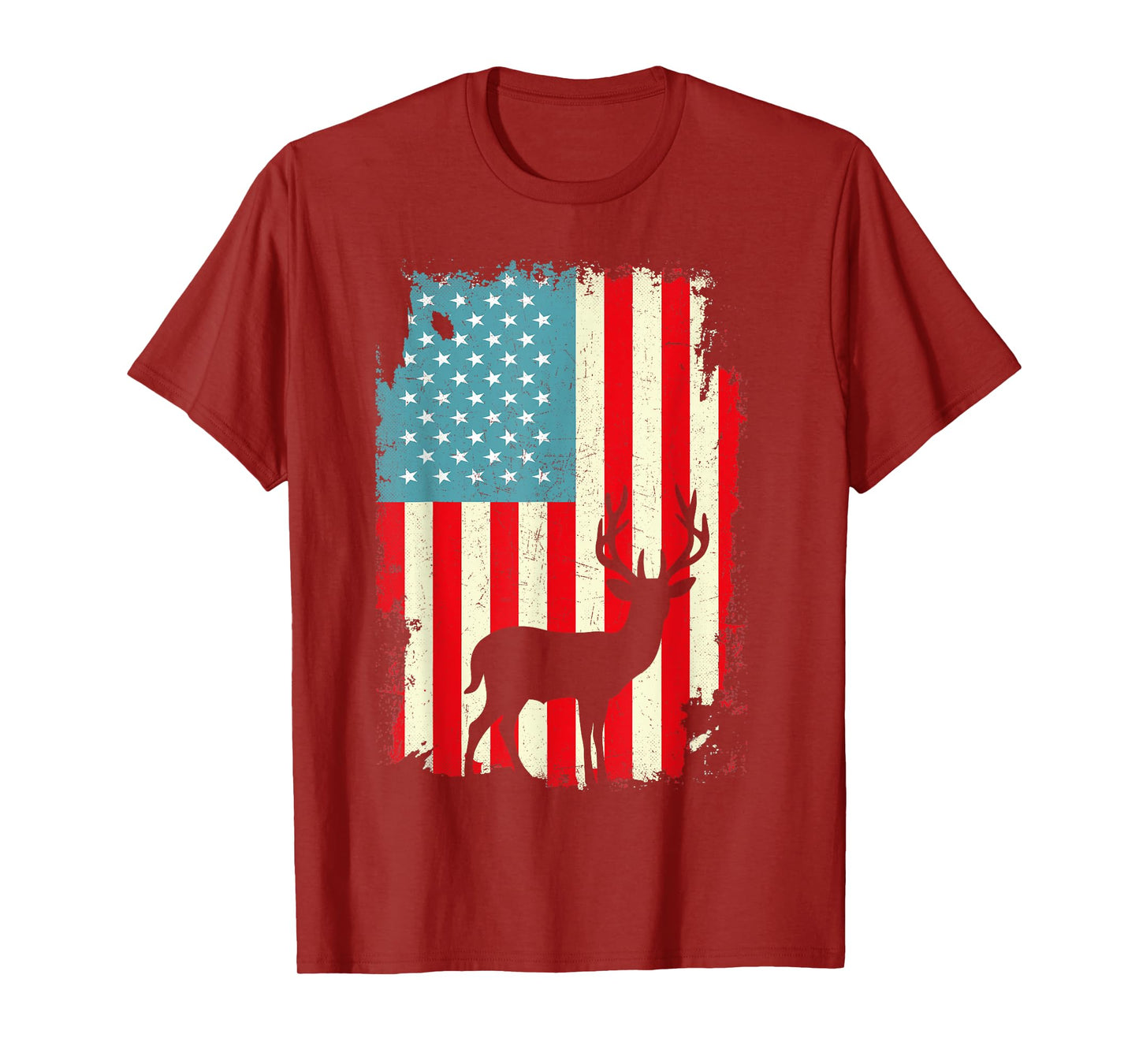 Patriotic Deer Hunting Whitetail Buck USA Flag 4th Of July T-Shirt for Women Men