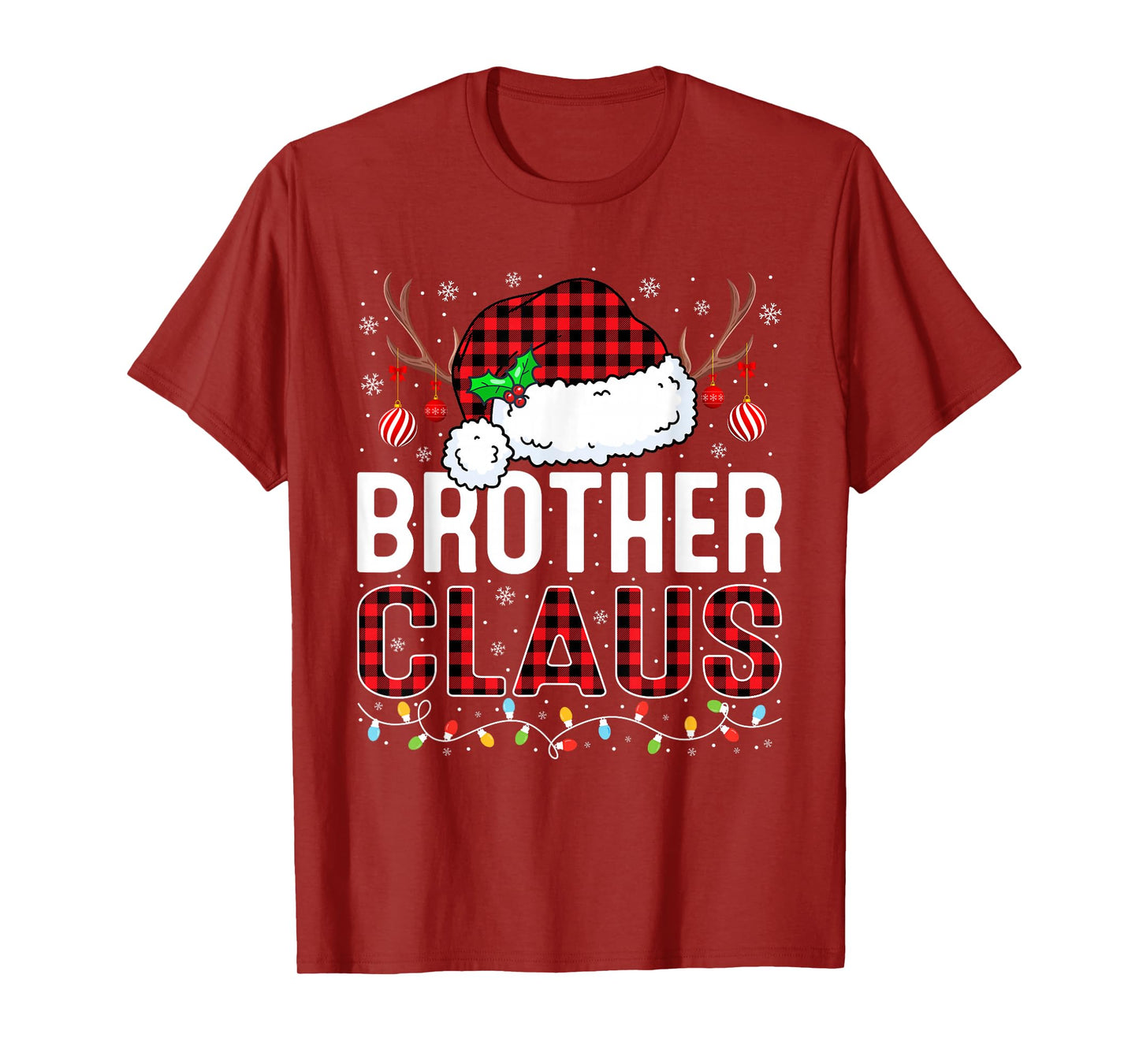 Christmas Lights Brother Claus Family Matching Xmas Pajama T-Shirt