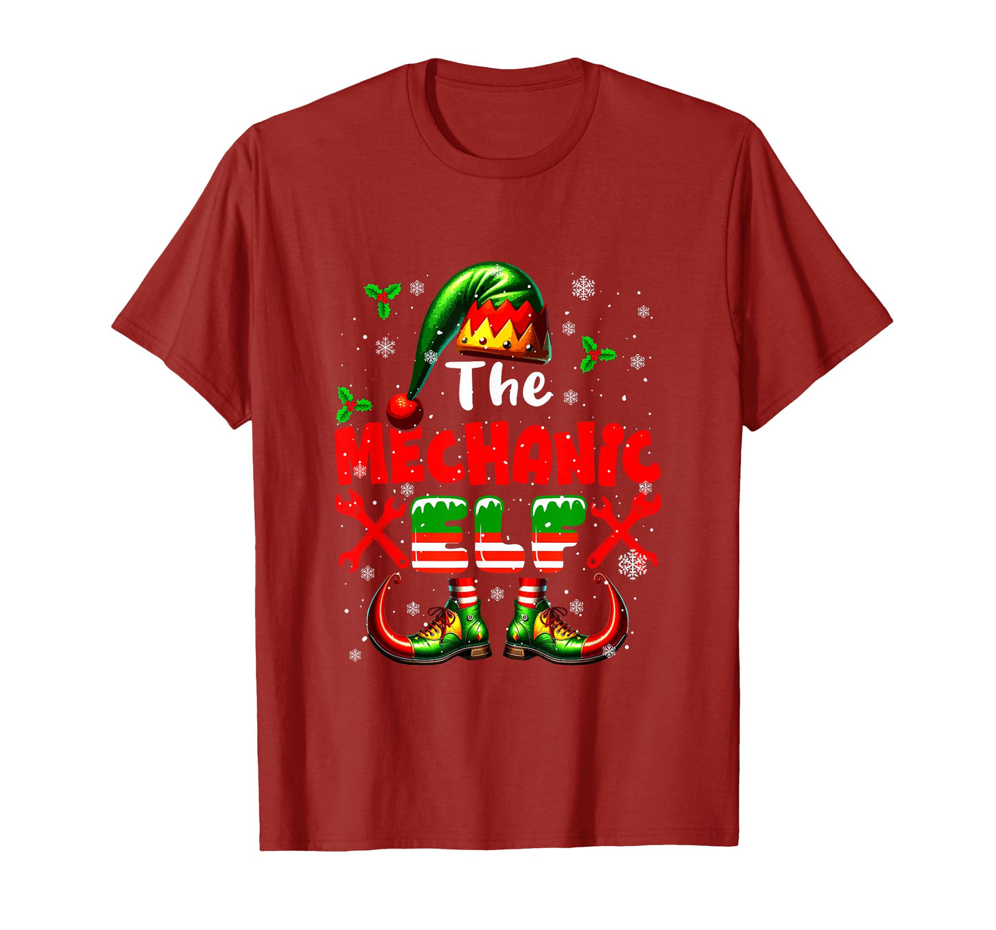 The Mechanic Elf Christmas Funny Job Team Matching Parties T-Shirt