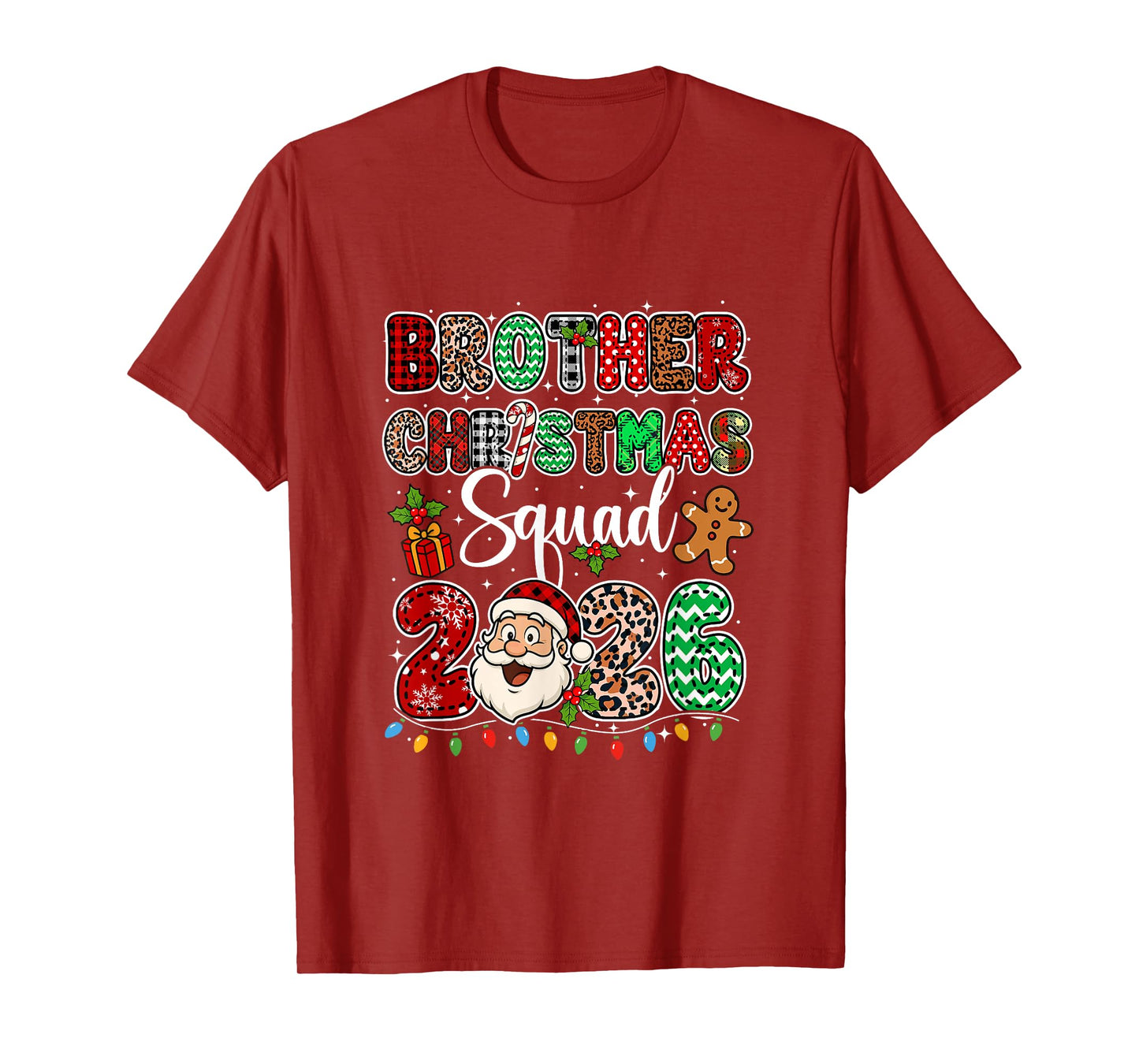 Brother Christmas Crew 2026 Leopard Funny Santa Family Group T-Shirt