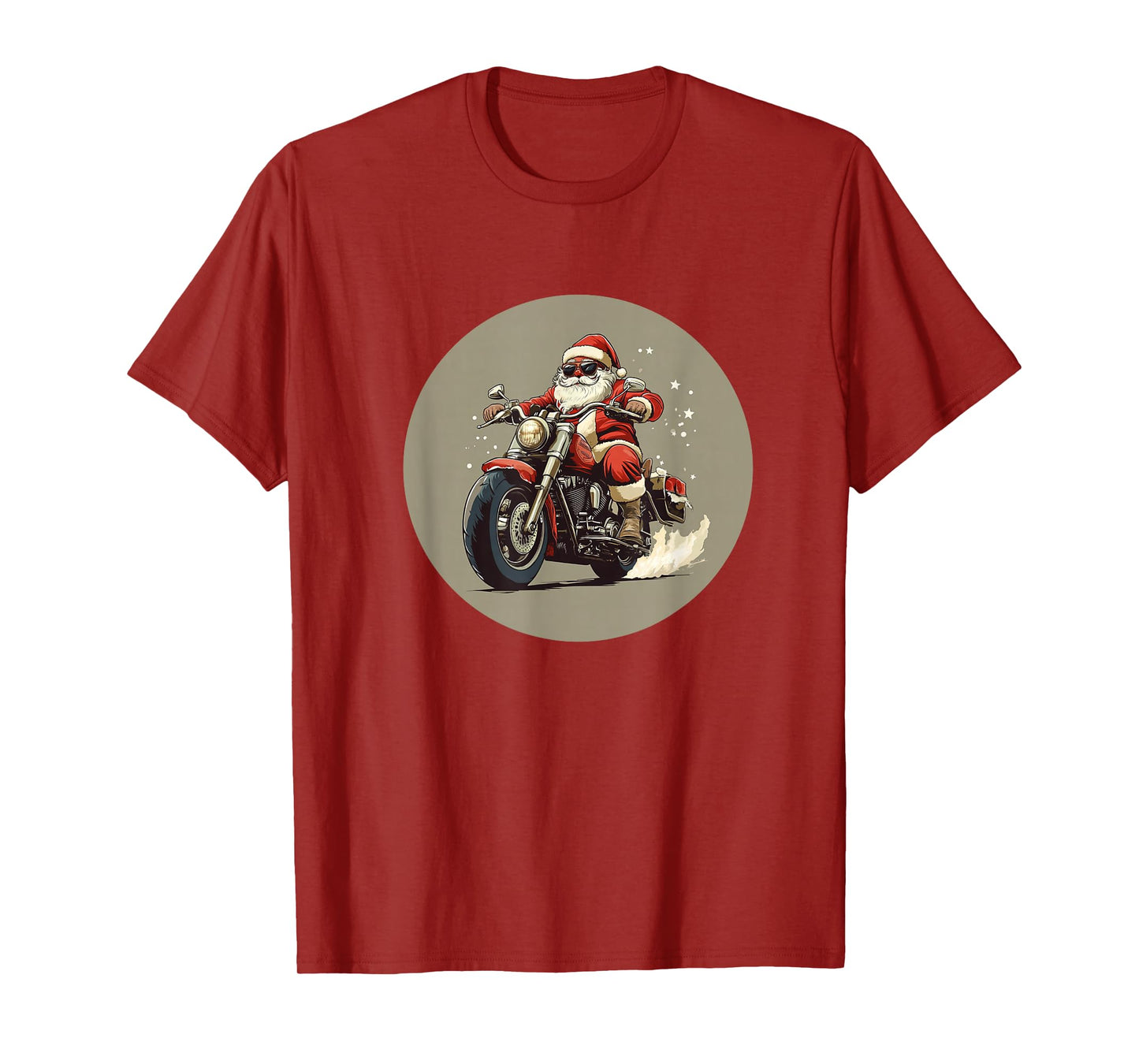 Funny Rocker Santa Riding into Christmas Fun T-Shirt