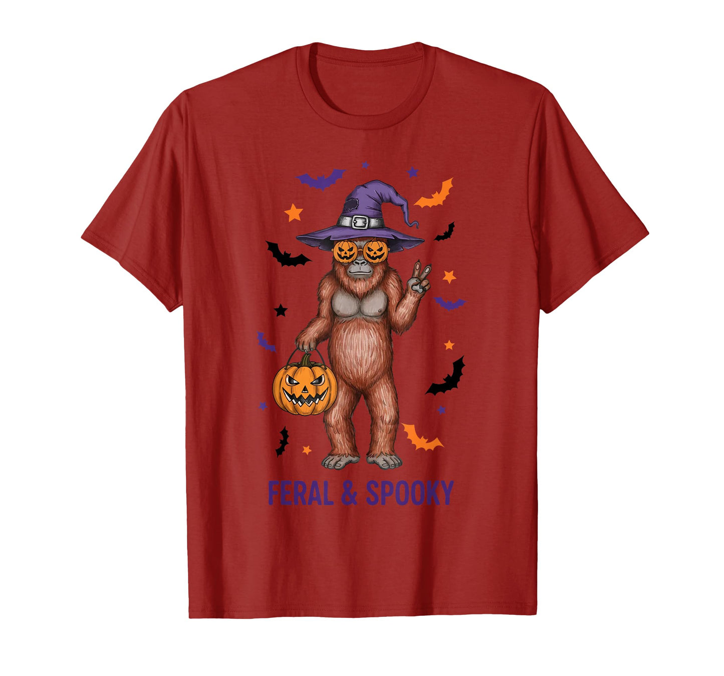 Feral and Spooky Witch Costume Bigfoot Halloween T-Shirt