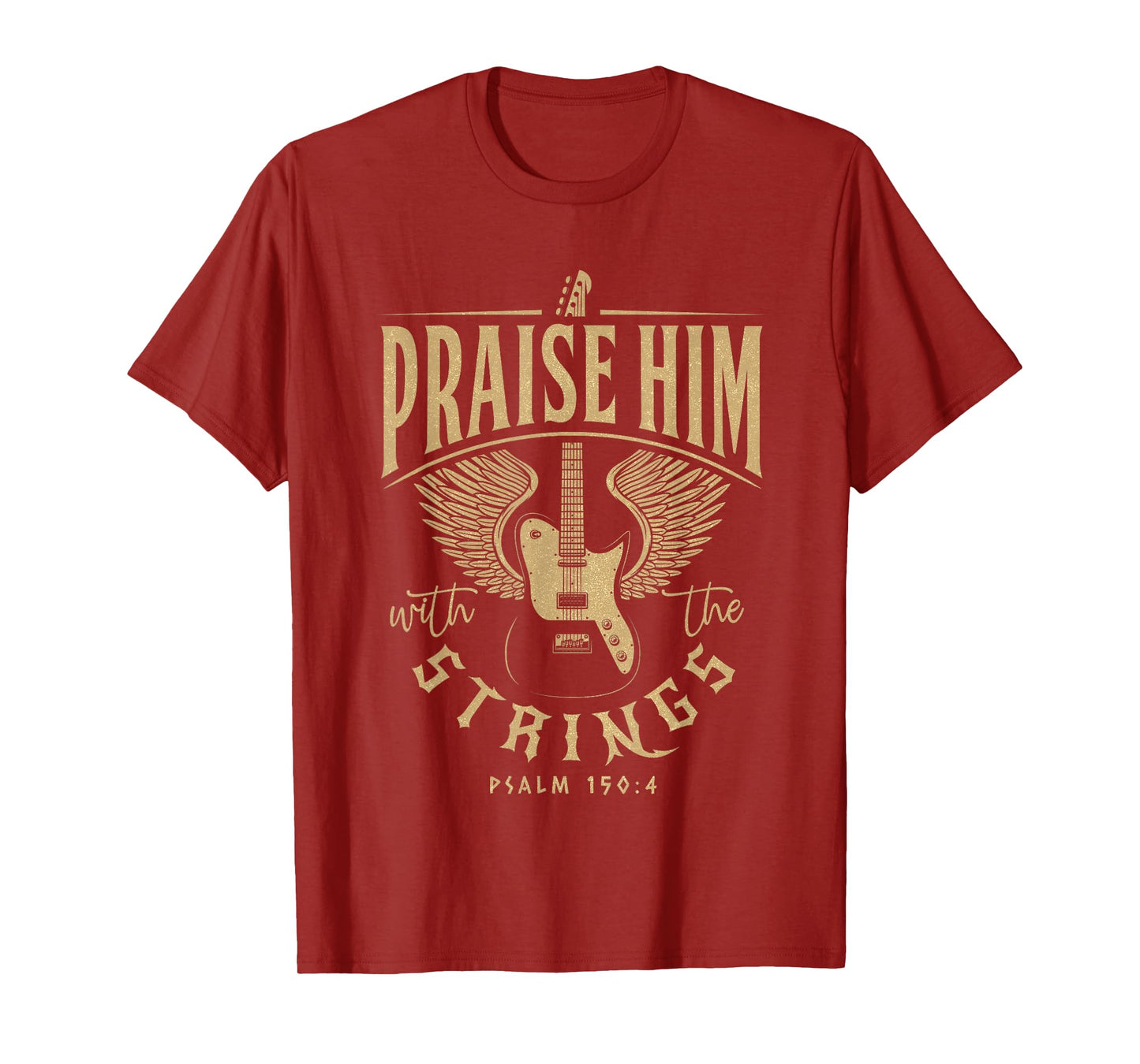 Praise Him Christian Guitar Players with Distressed Design T-Shirt
