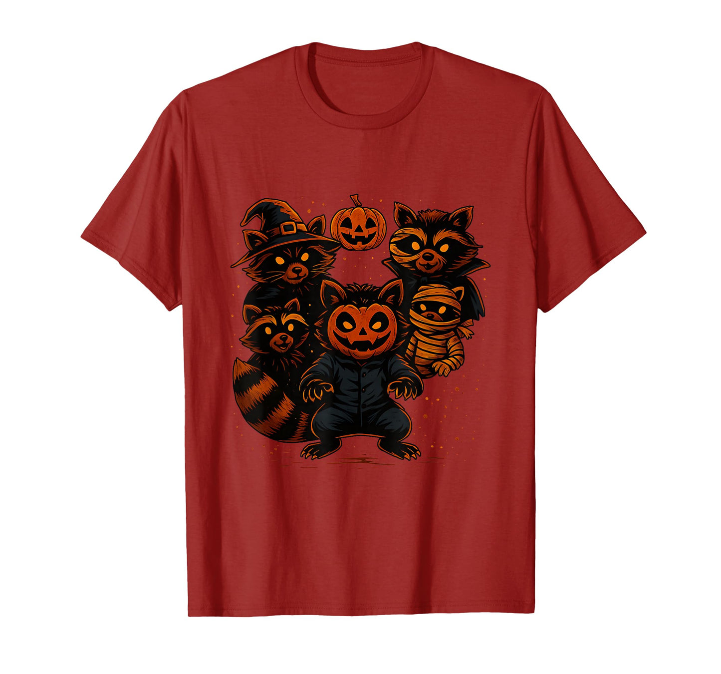 Cute Halloween Raccoons in Costumes Funny Spooky Art T-Shirt