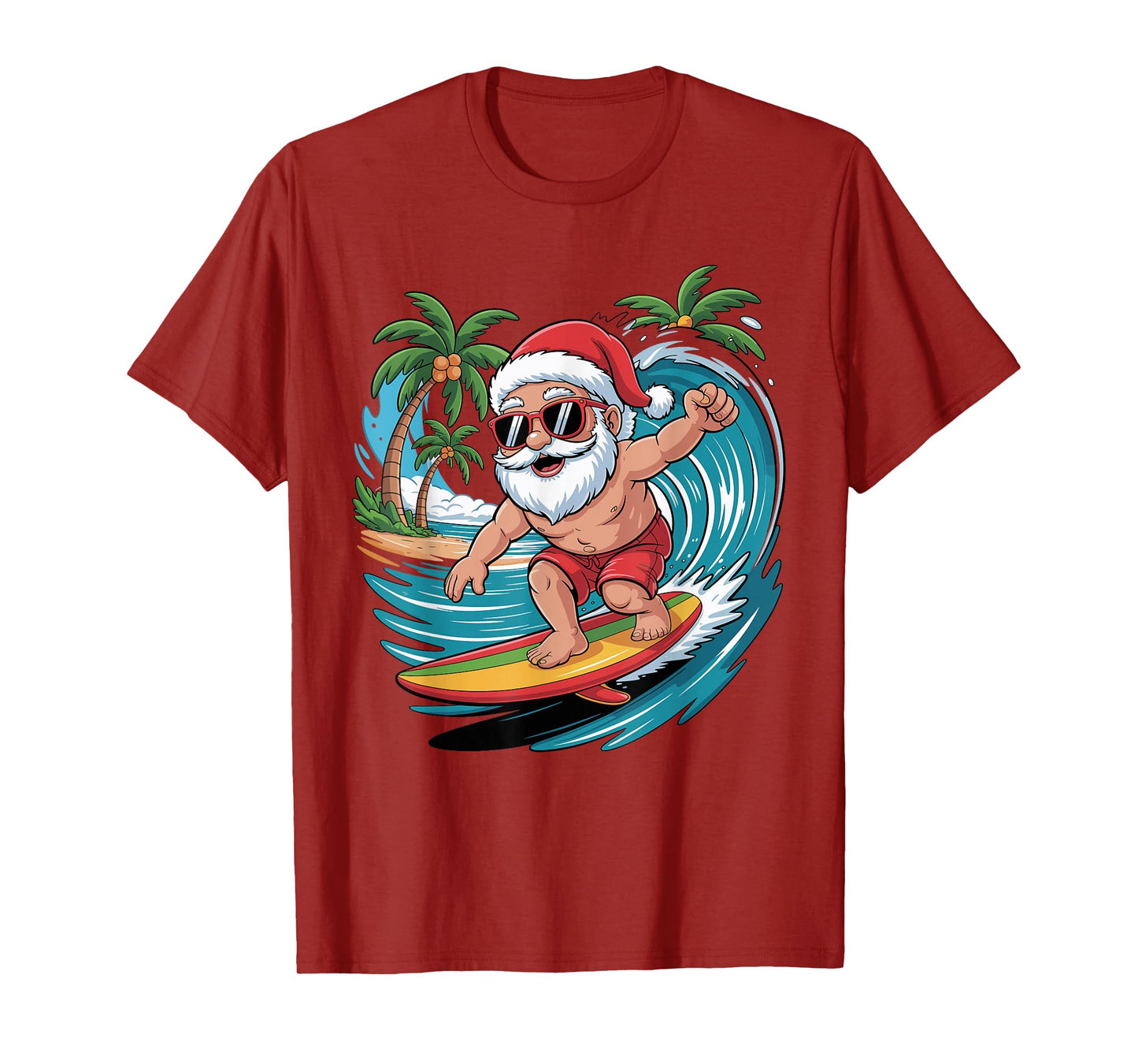 Santa Surfing Funny Surfer Holiday Christmas Xmas Pajama T-Shirt