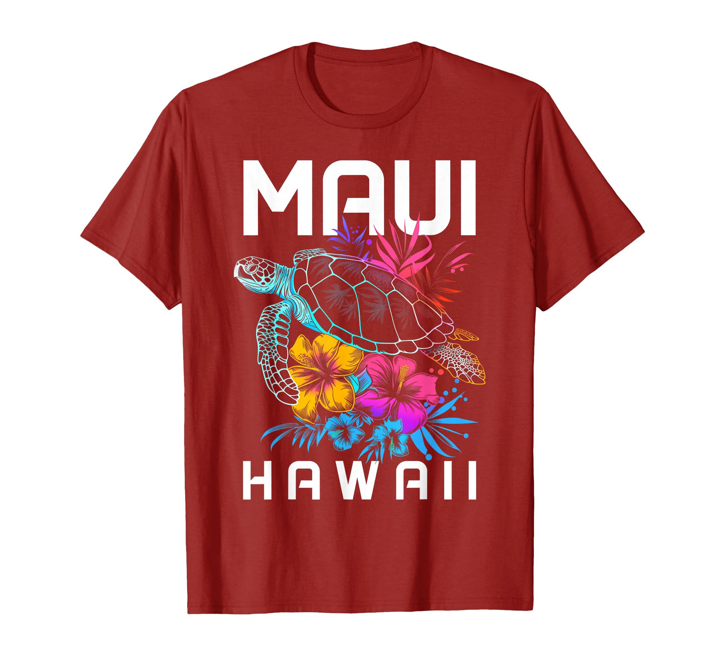 Maui Hawaii Sea Turtle Diving Flower Hawaii Souvenir T-Shirt
