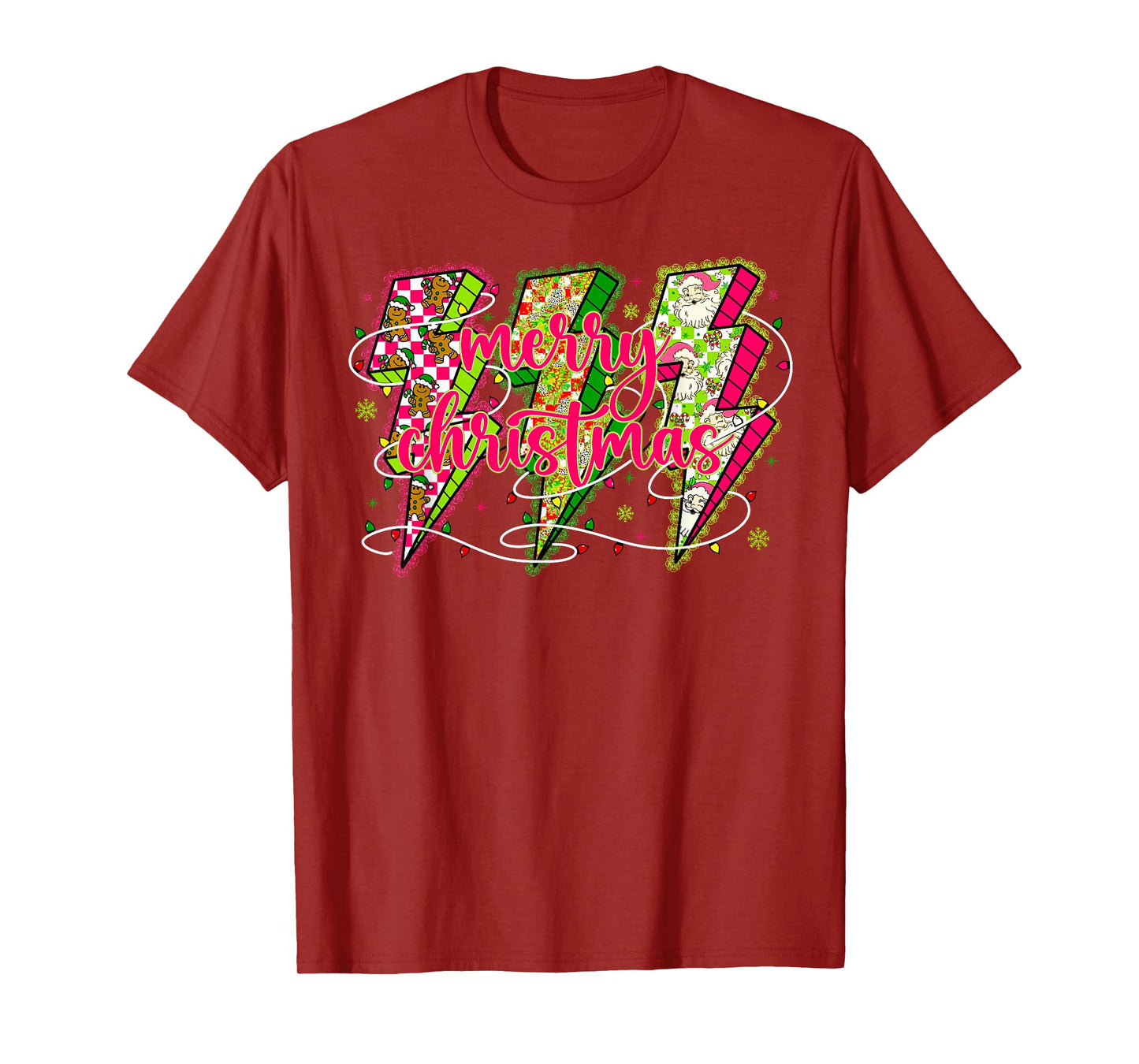 Lightning Merry Christmas Xmas Lights Family Pajamas Holiday T-Shirt