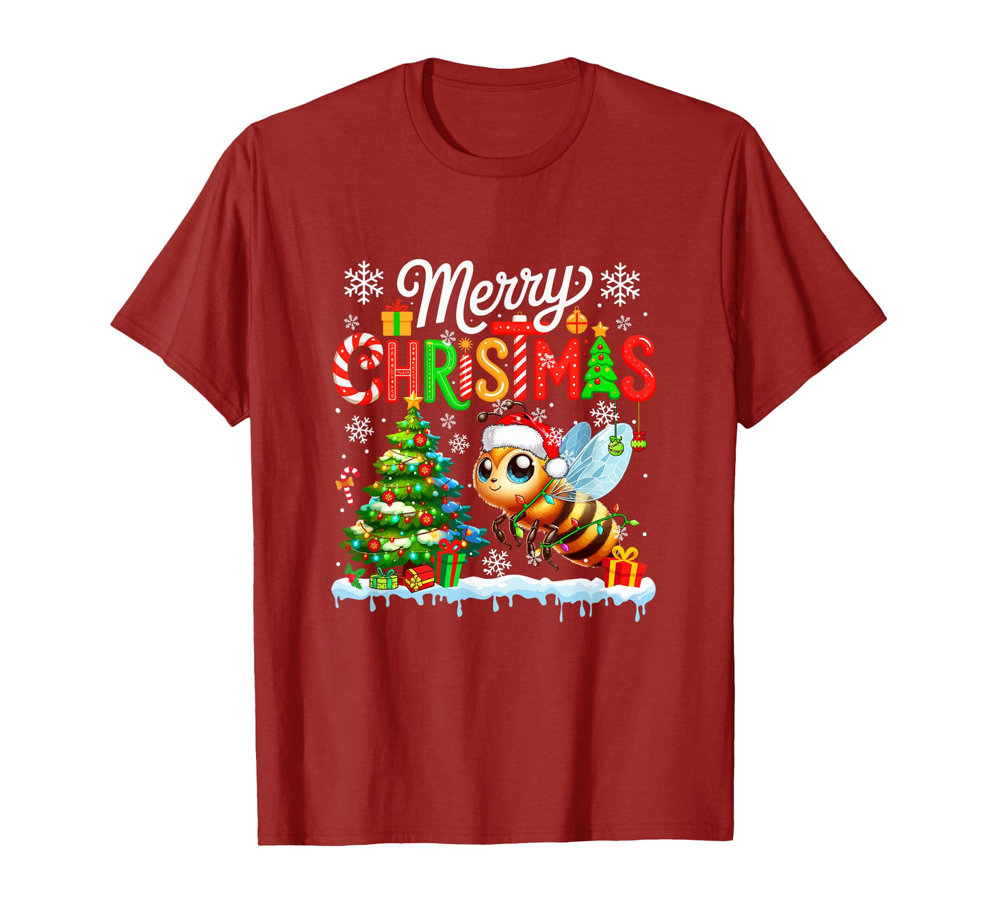 Merry Christmas Santa Bee Colorful Costume Kids Toddler T-Shirt