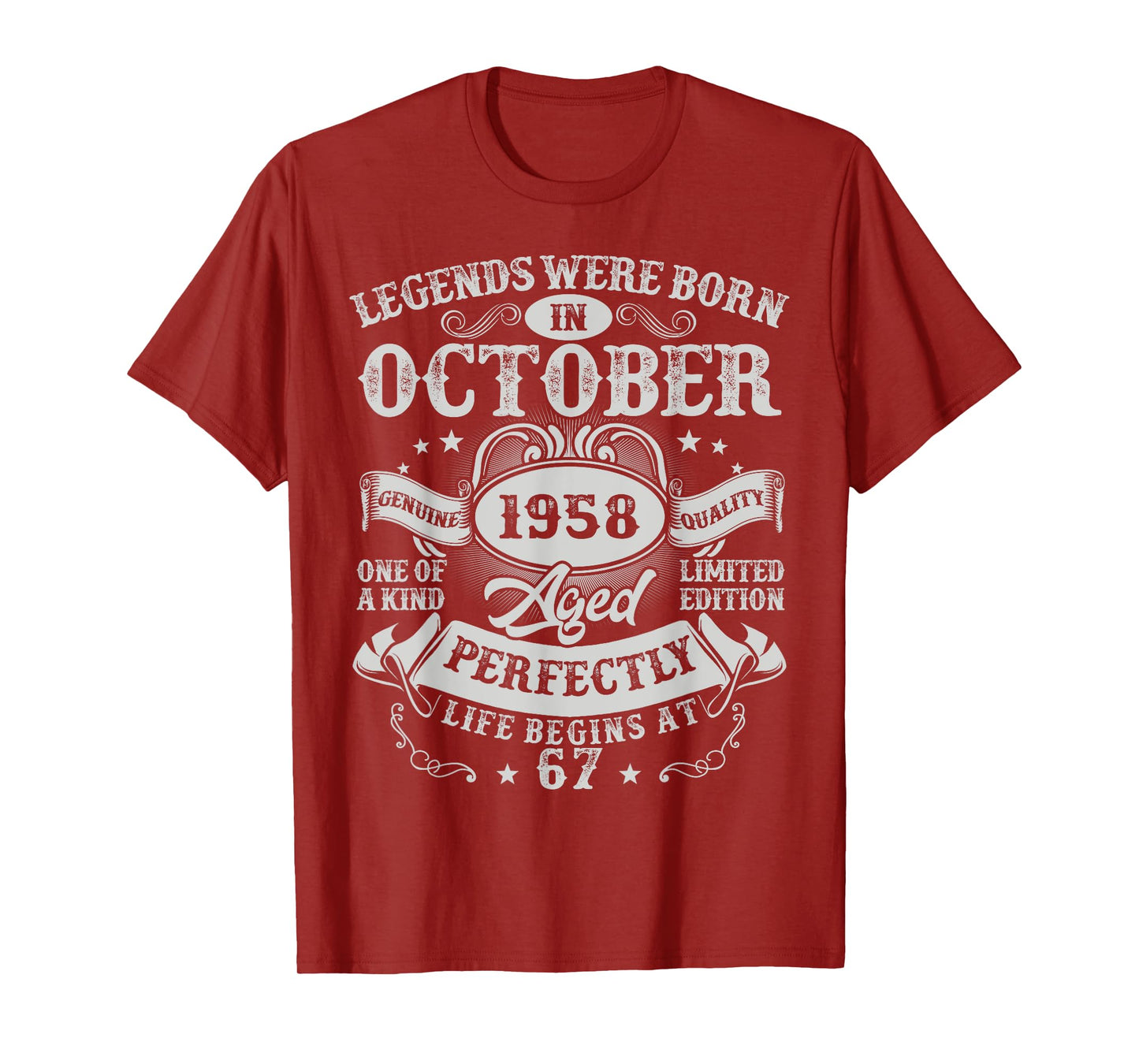 Legends Were Born in October 1958 Vintage 67th Birthday Men T-Shirt