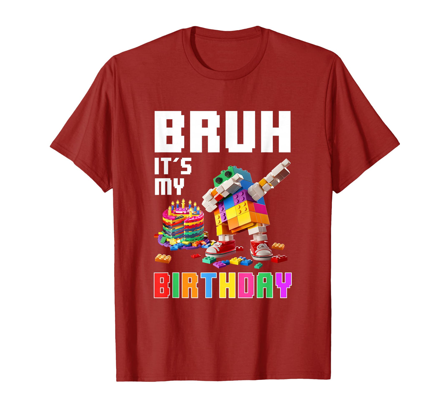 Bruh Its My Birthday Master Builder Dabbing Blocks Bricks T-Shirt