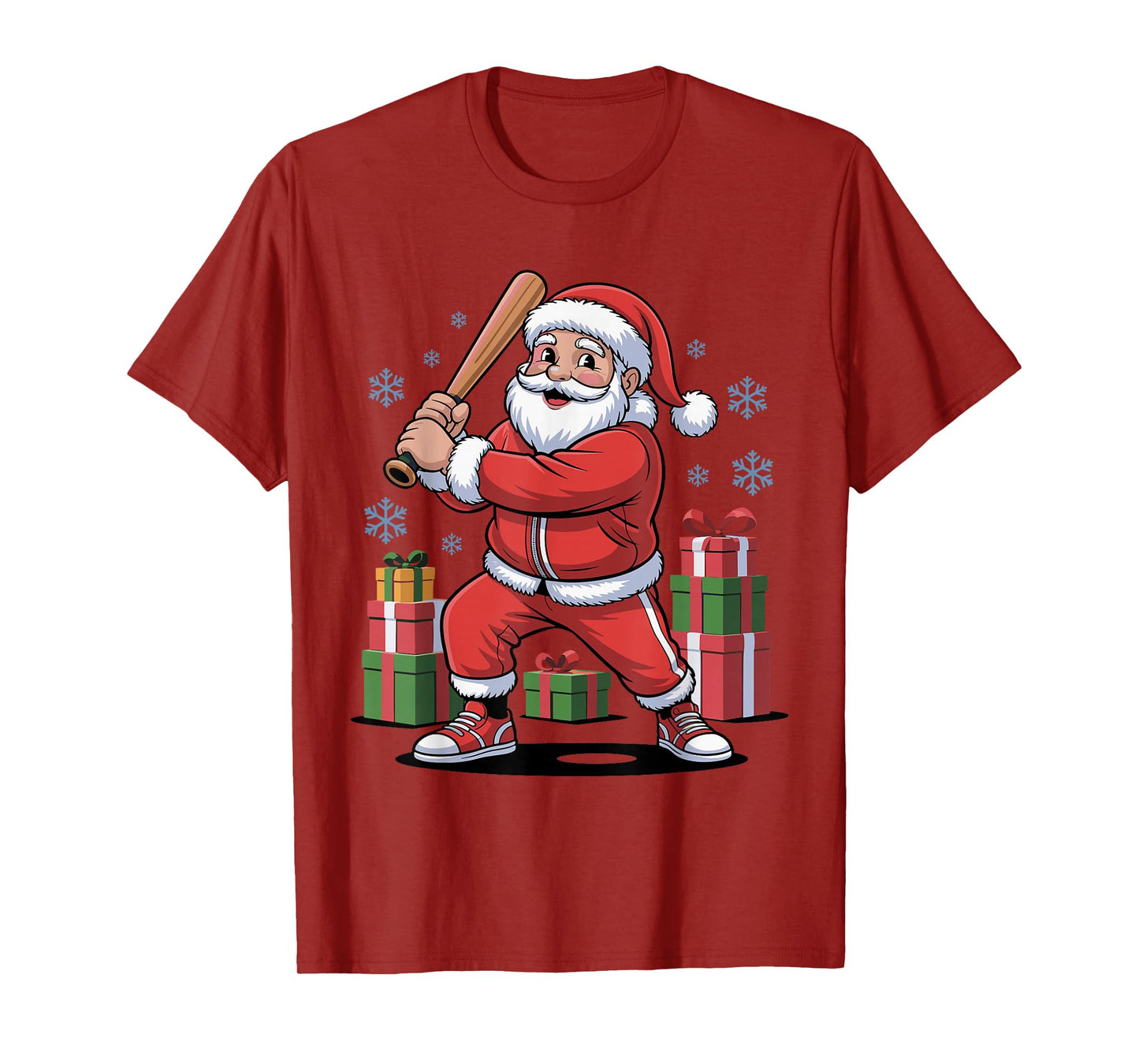 Funny Santa Playing Baseball Holiday Christmas Xmas Pajama T-Shirt