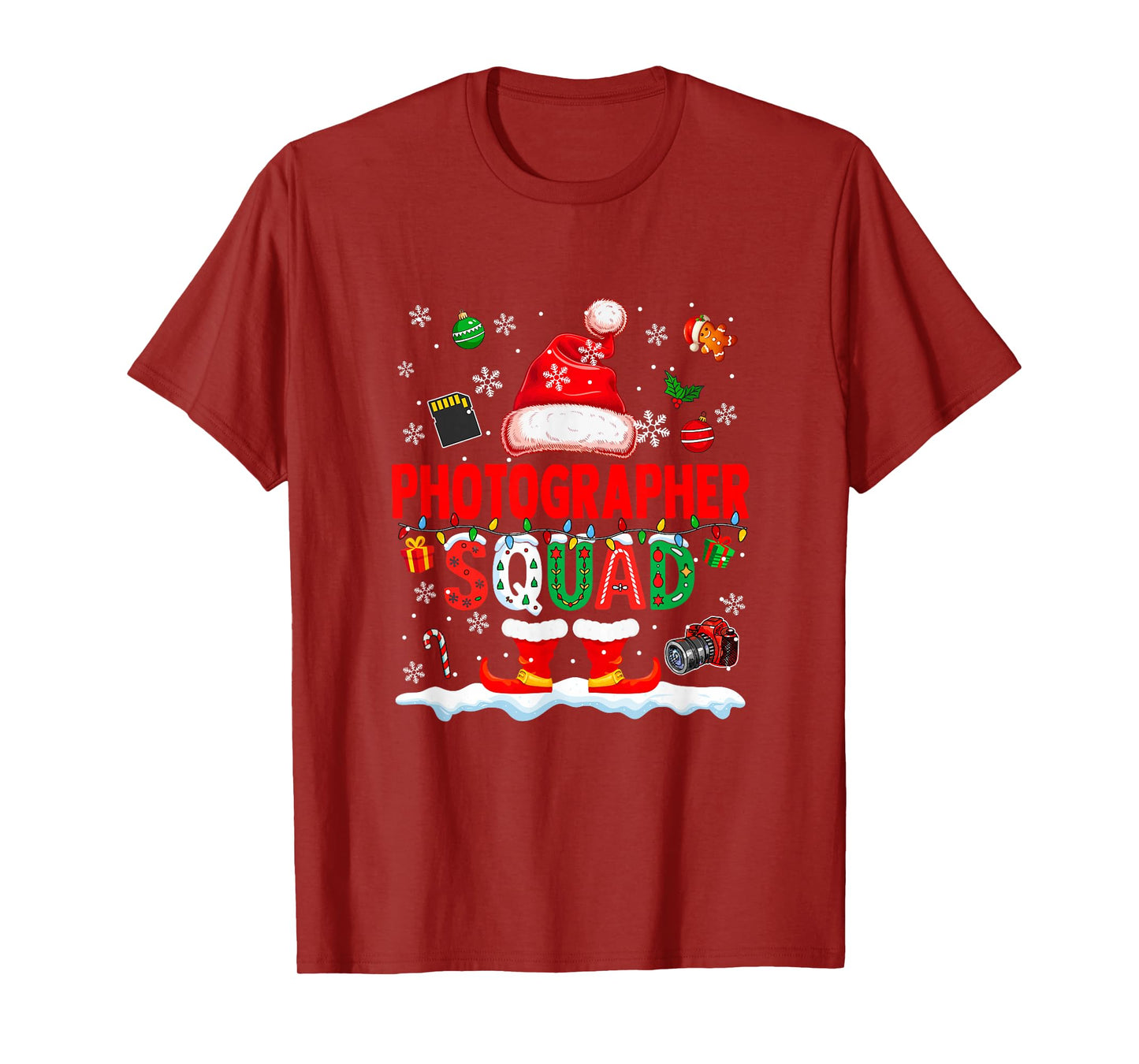 Photographer Squad Men Job Christmas Santa Costume Bow Tie T-Shirt