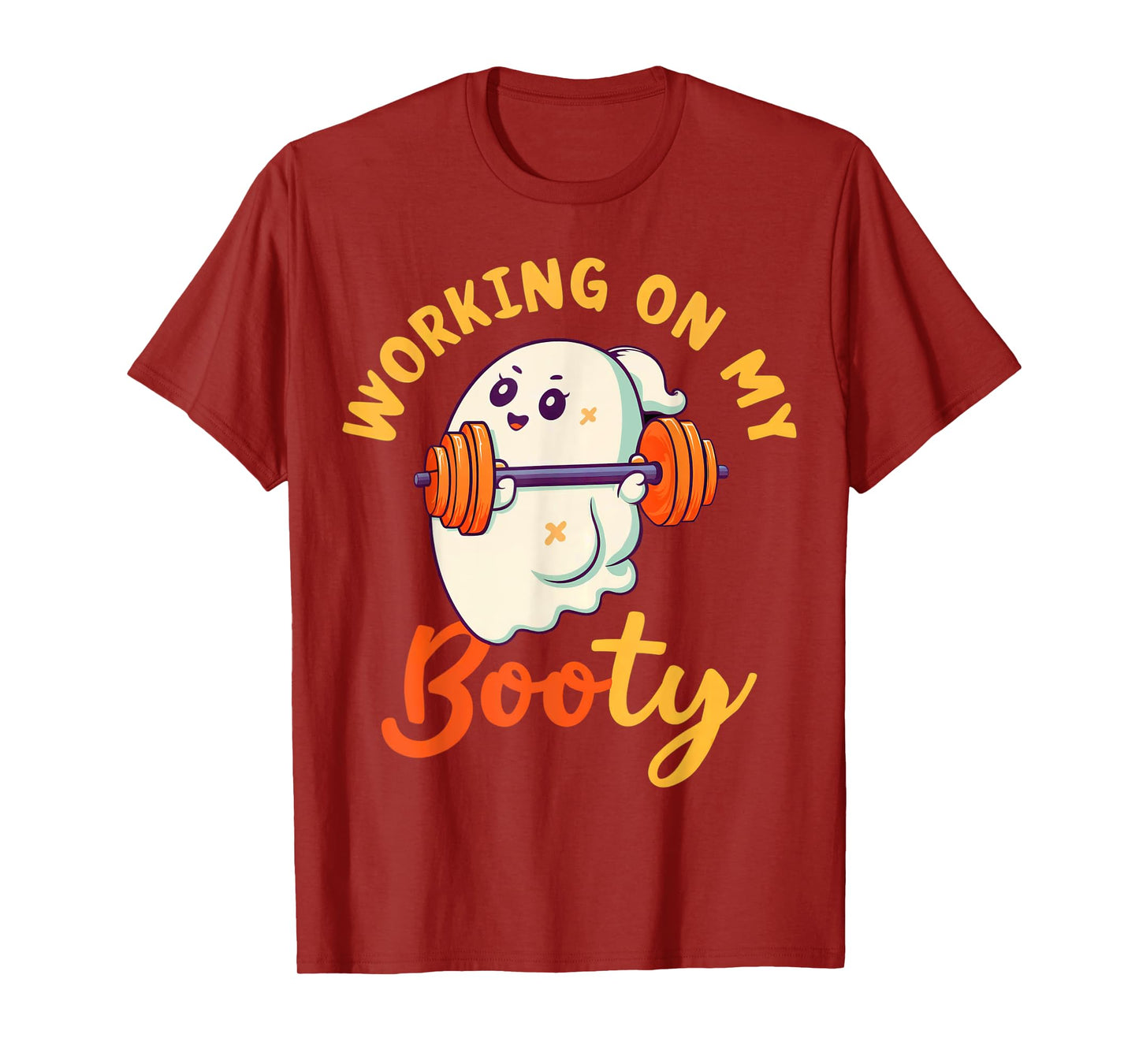 Working On My Booty Boo-Ty Funny Halloween Gym Ghost T-Shirt