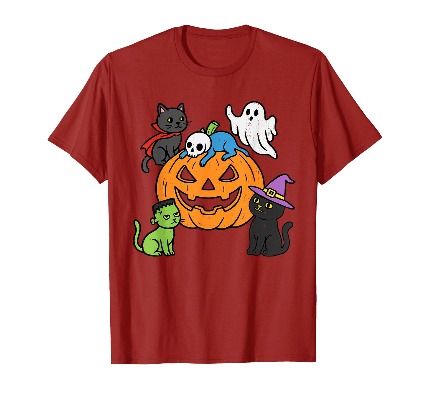 Halloween Cats Pumpkin Witch Vampire Spooky Kitty Costume T-Shirt