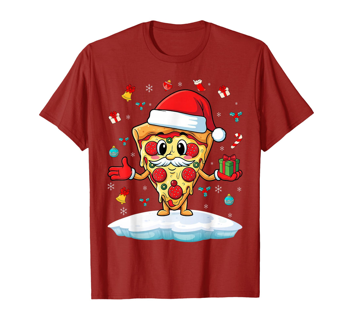 Funny Christmas Pizza Santa for Lovers Xmas T-Shirt