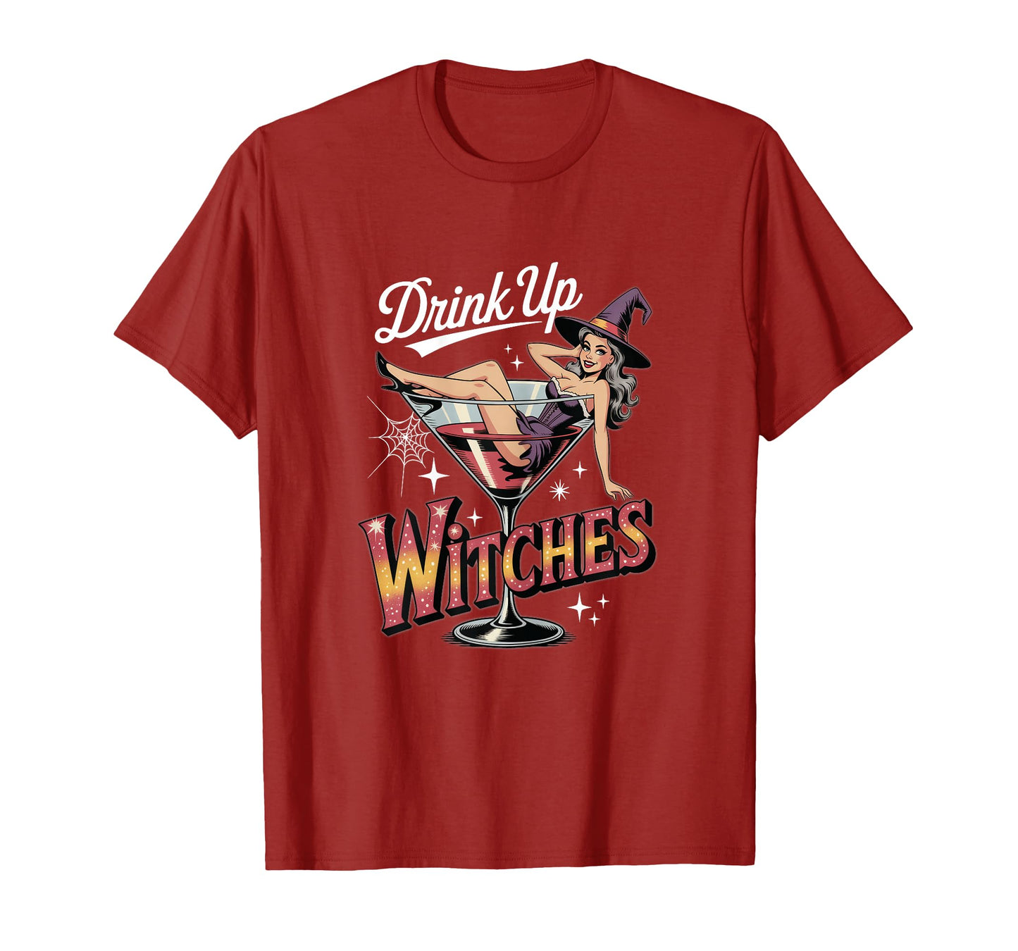 Funny Retro Pin-Up Witch Cocktail Party Drink Up Witches T-Shirt