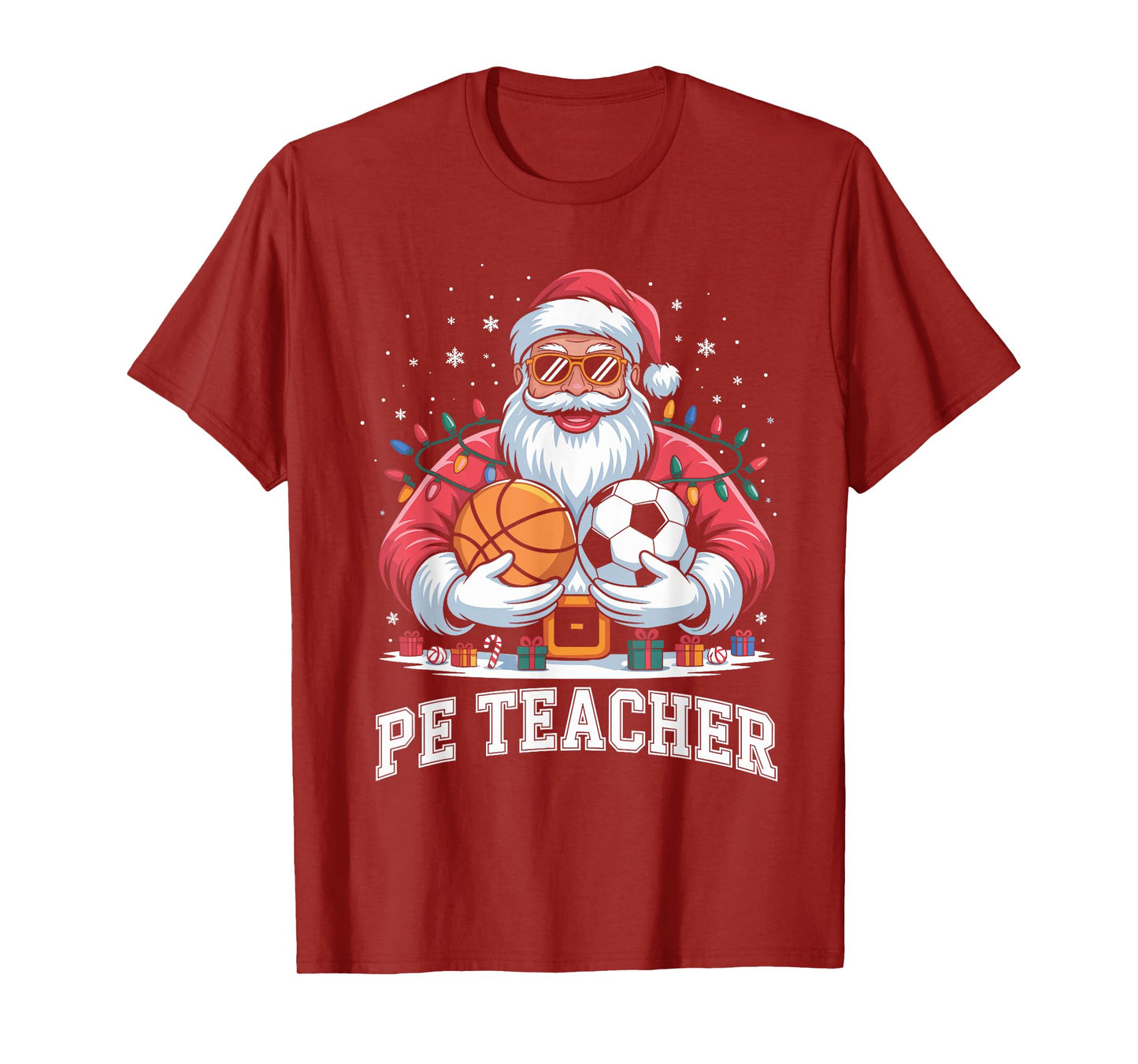 PE Teacher Christmas Santa Physical Education Xmas T-Shirt