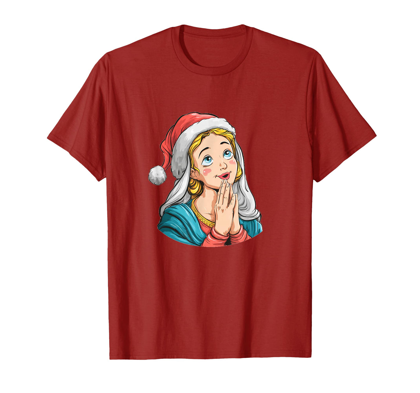 Happy Mary of Nazareth with Festive Santa Hat Costume T-Shirt